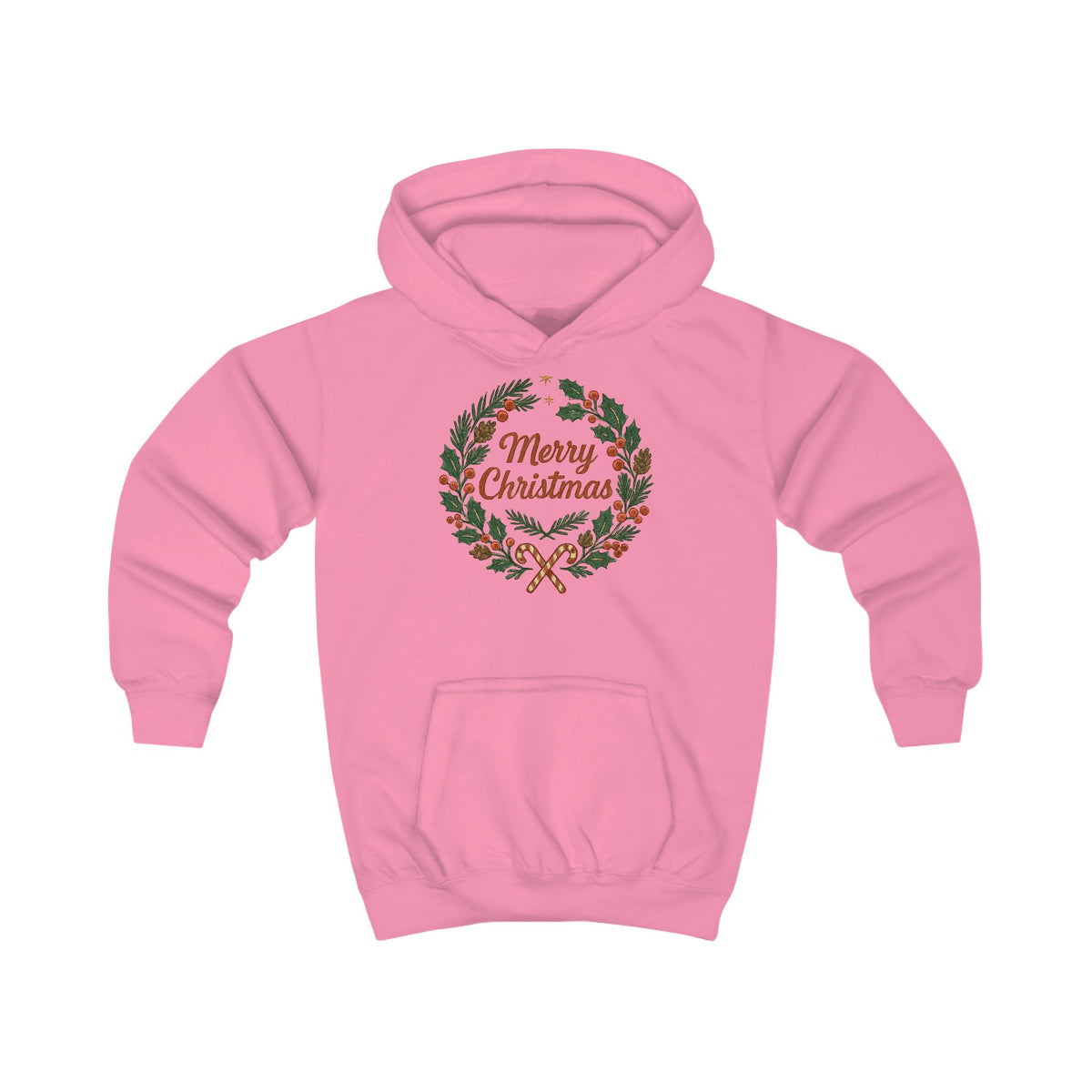 Kids Hoodie - Merry Christmas Wreath Holiday Sweatshirt