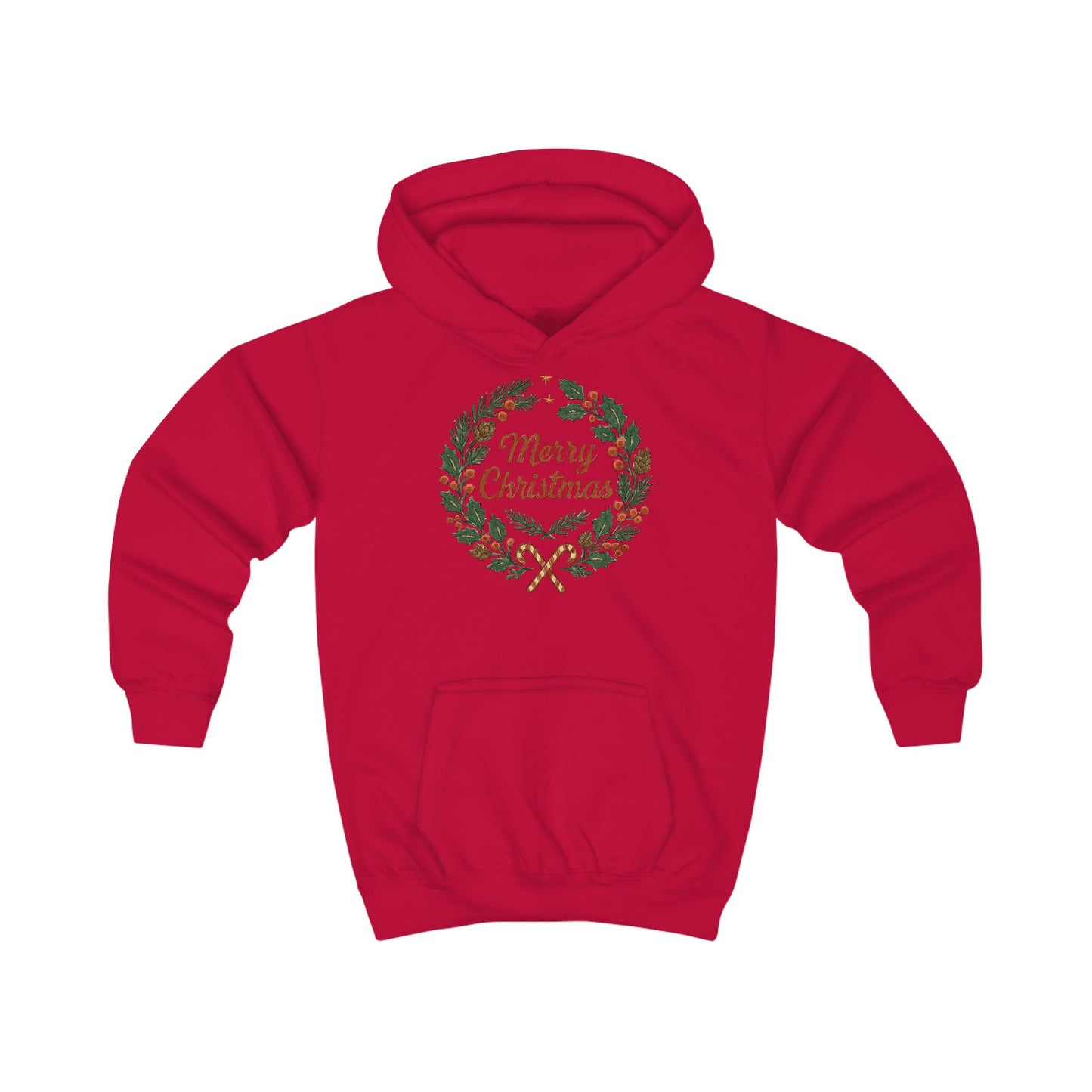Kids Hoodie - Merry Christmas Wreath Holiday Sweatshirt