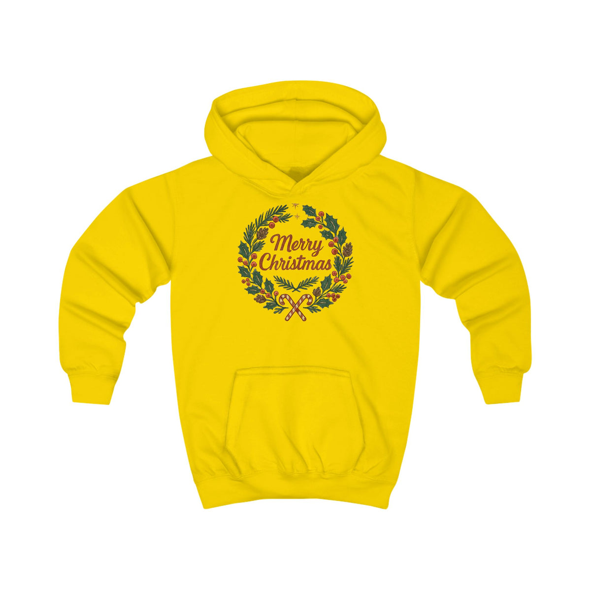 Kids Hoodie - Merry Christmas Wreath Holiday Sweatshirt