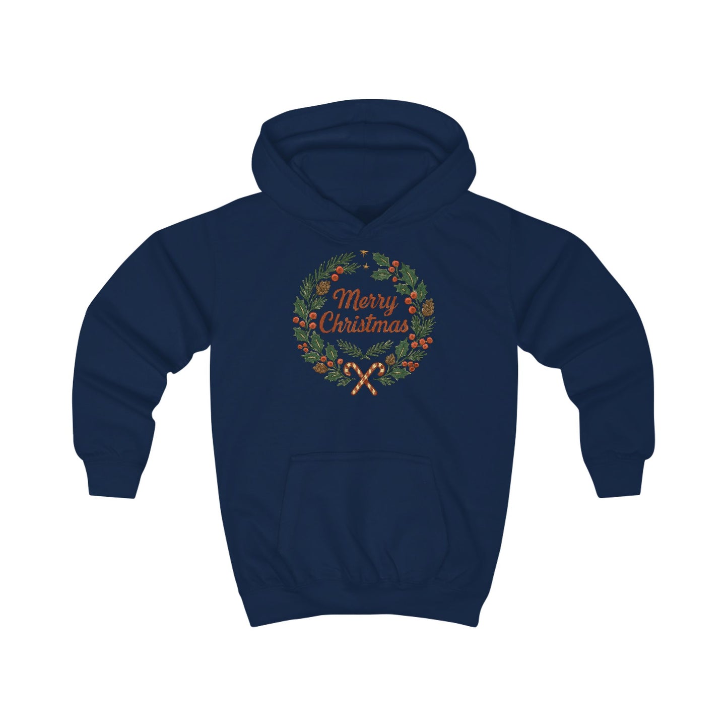 Kids Hoodie - Merry Christmas Wreath Holiday Sweatshirt