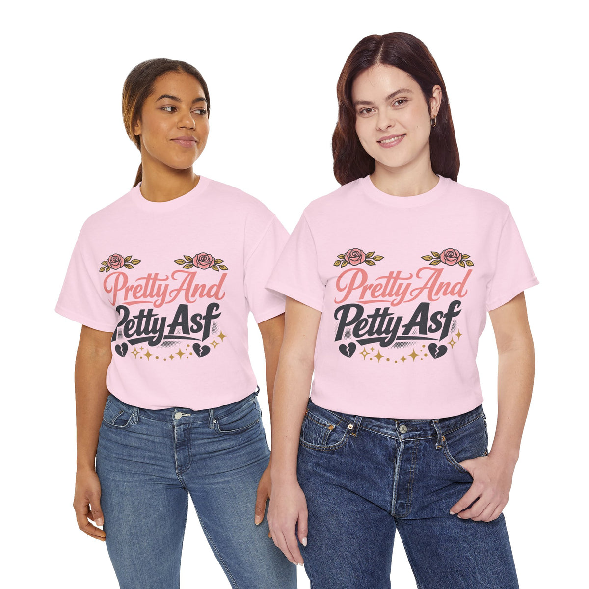 Pretty And Petty Asf Tee — Floral Retro Slogan T‑Shirt