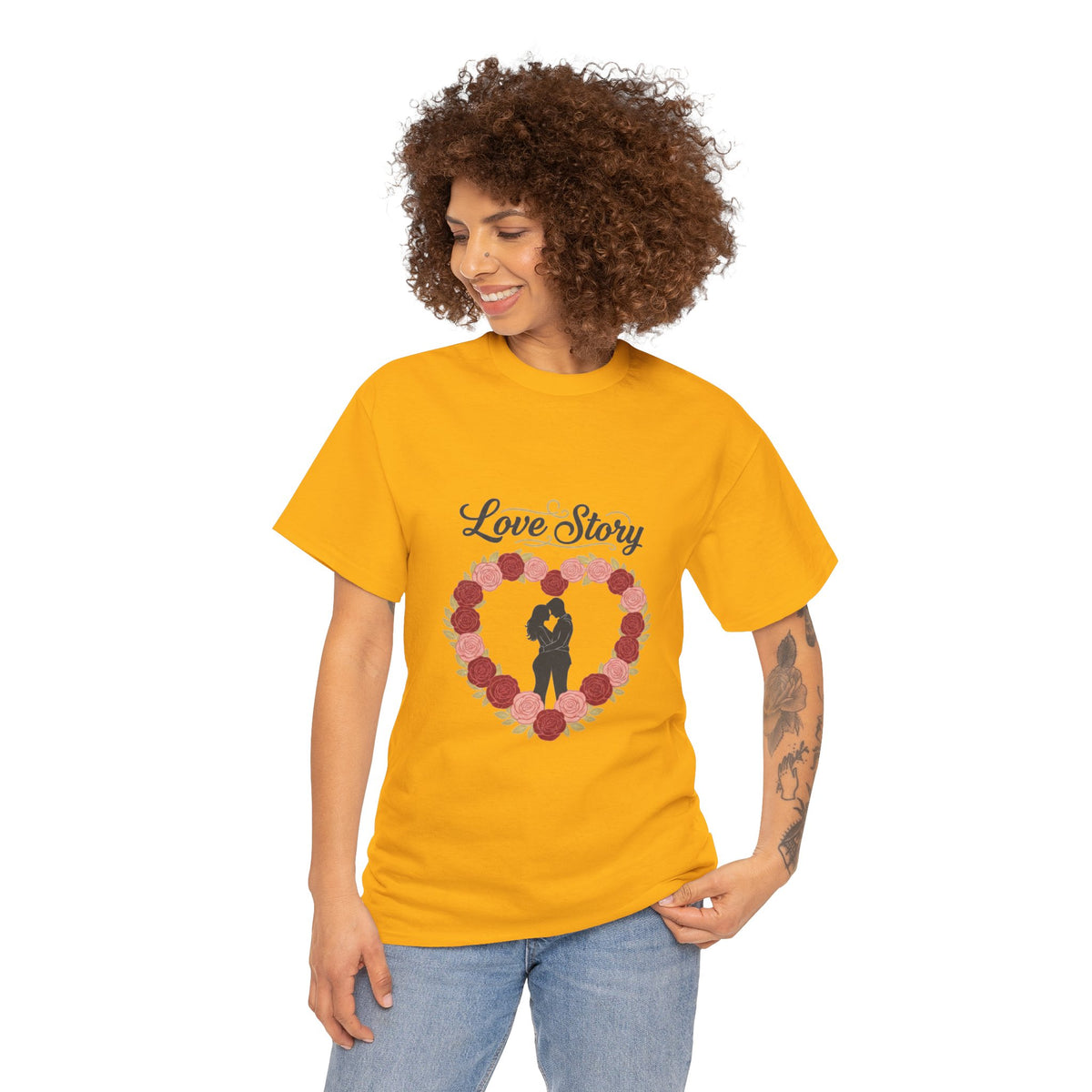 Love Story T-Shirt — 'Love Story' Floral Heart Romance Tee