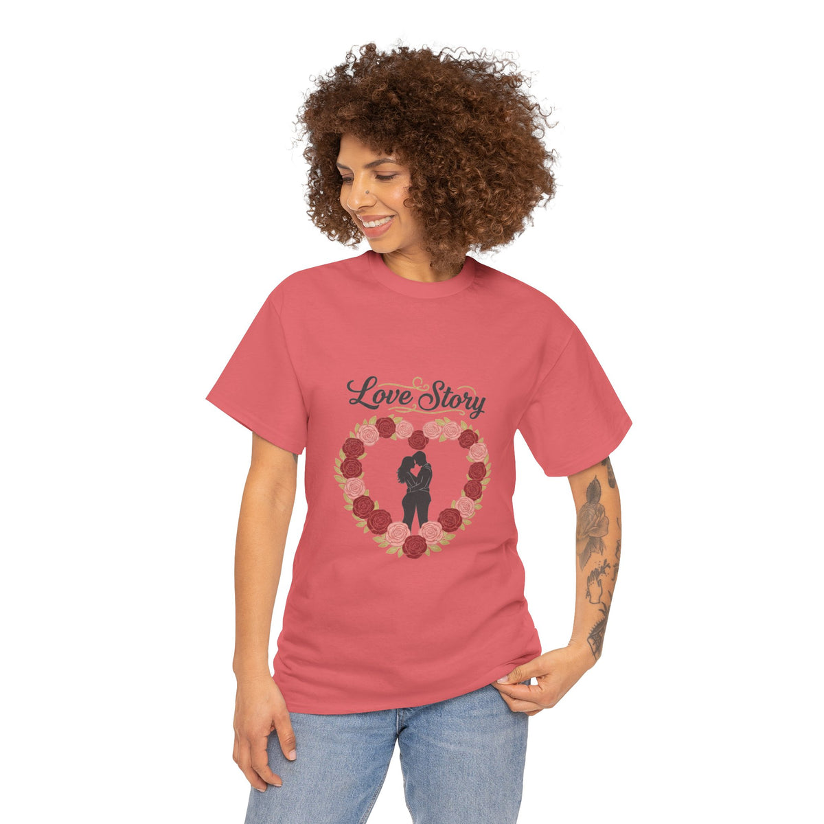 Love Story T-Shirt — 'Love Story' Floral Heart Romance Tee