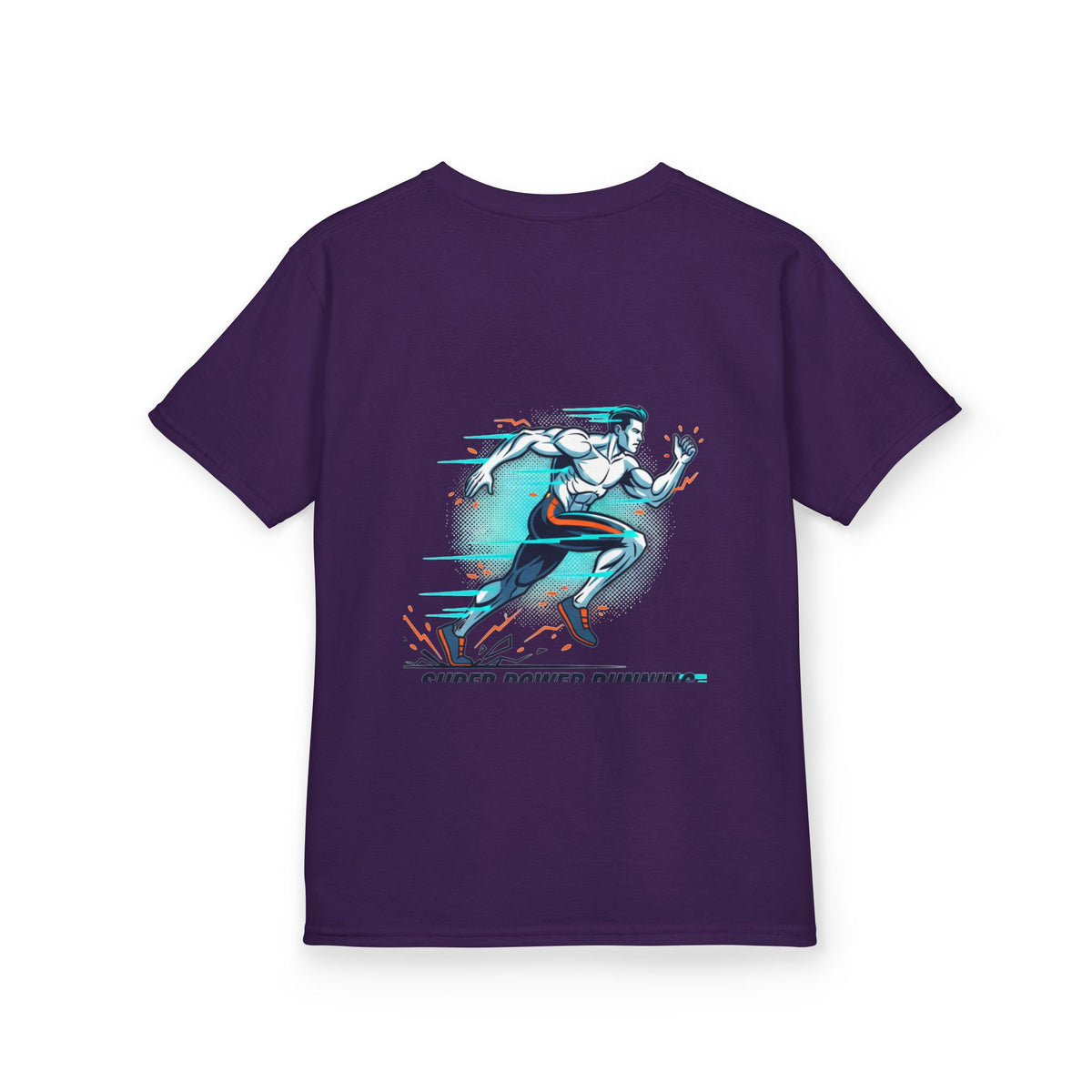 Kids Super Power T-Shirt — Lightning Bolt Badge & Running Superhero Graphic