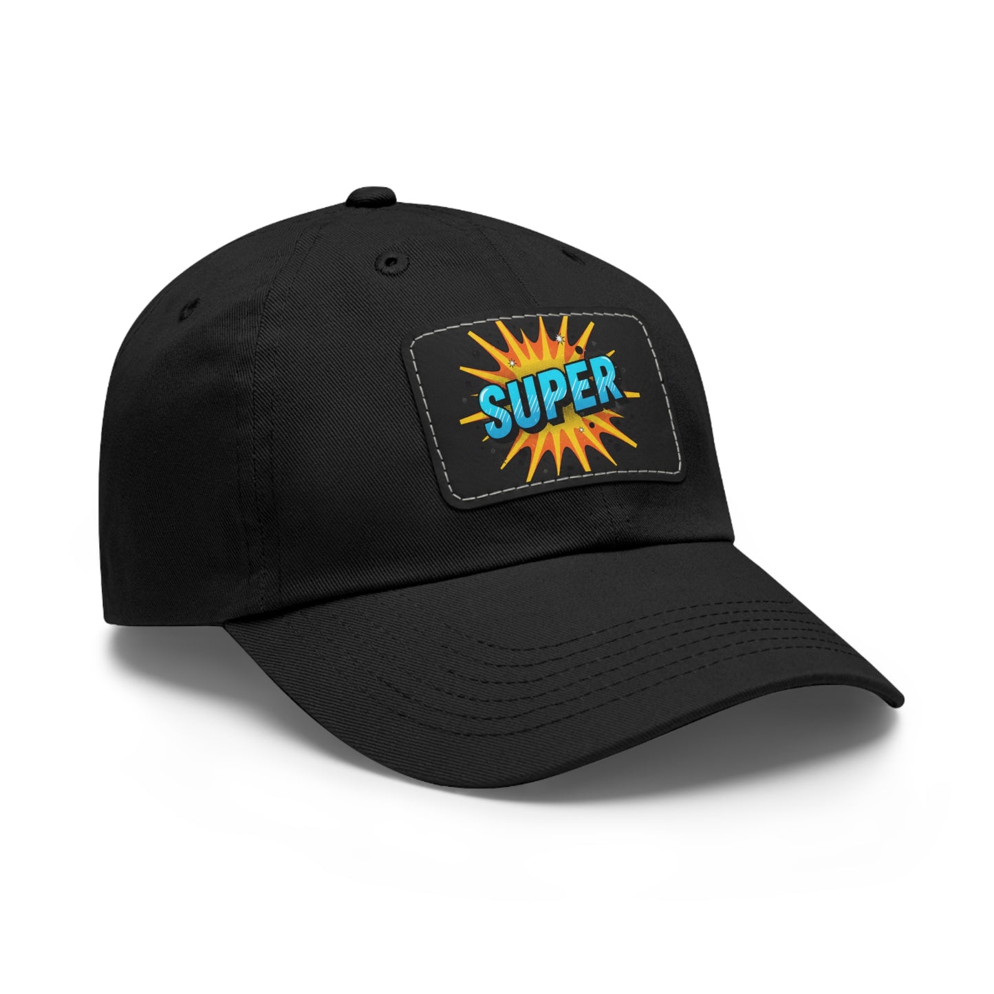 Super Dad Leather Patch Dad Hat — Embroidered 'SUPER' Cap
