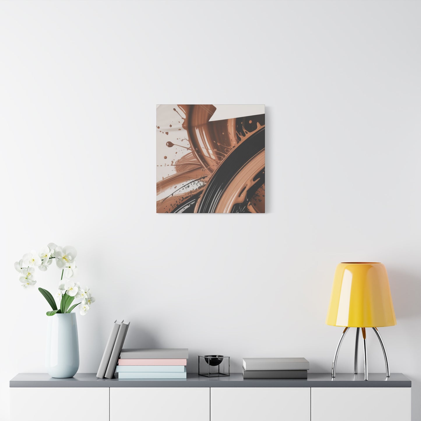 Abstract Brown Swirl Matte Canvas Wall Art (Stretched 1.25")