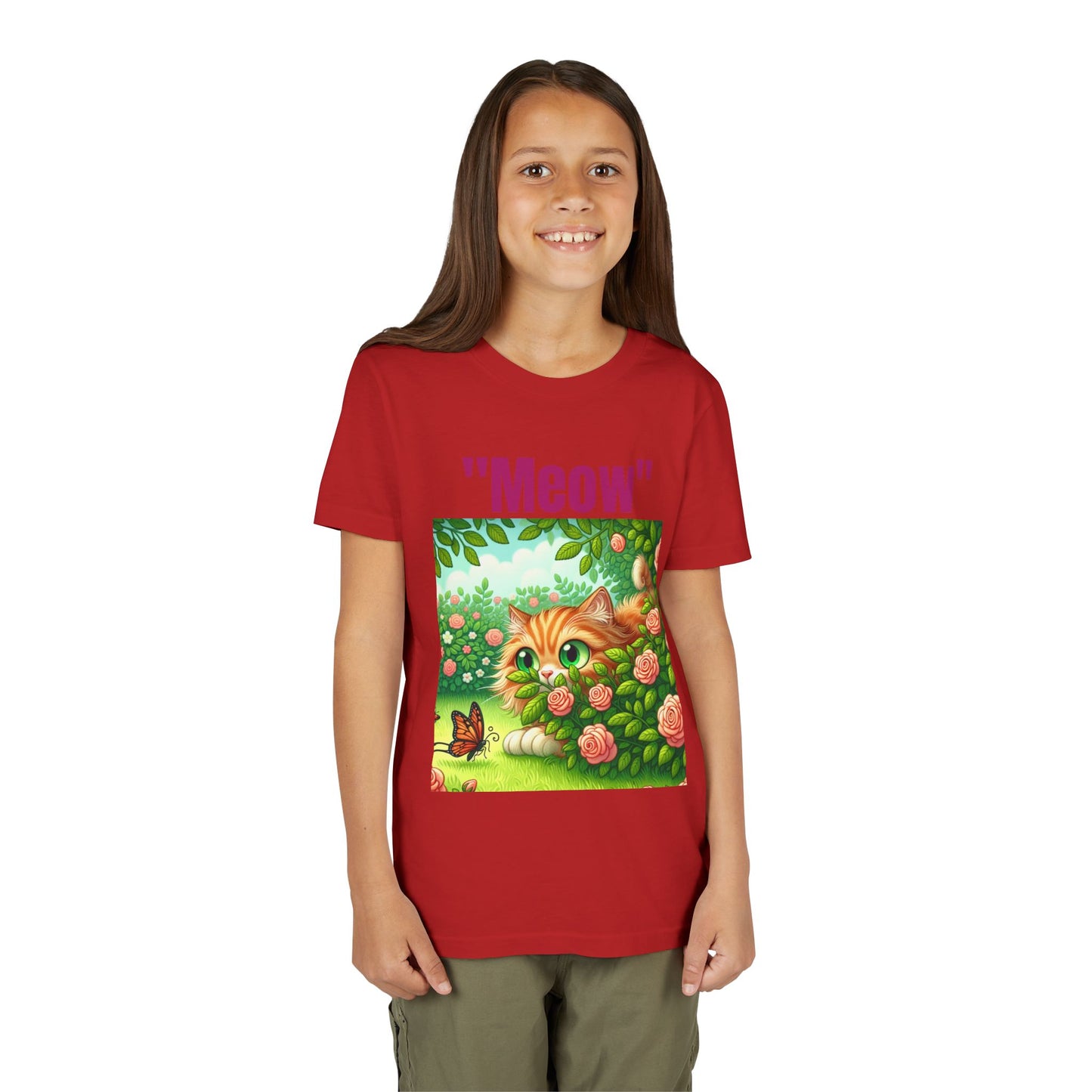 Meow Cat Youth Tee, Cute Kitten Shirt