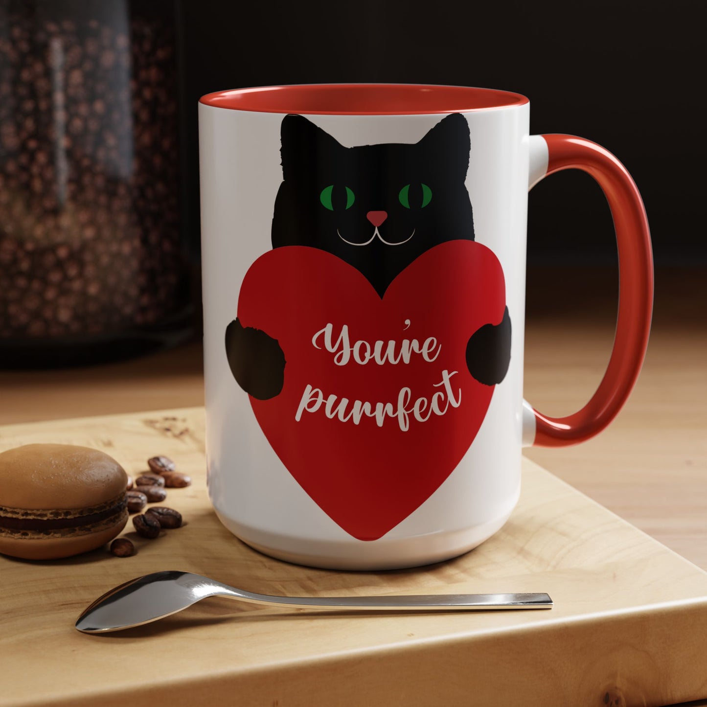 Purrfect Cat Heart Accent Coffee Mug – "You're Purrfect" 11/15oz
