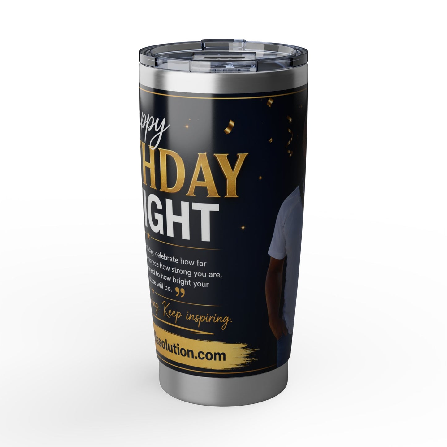 Birthday Night 20oz Tumbler – Gold & Navy Celebration Drinkware