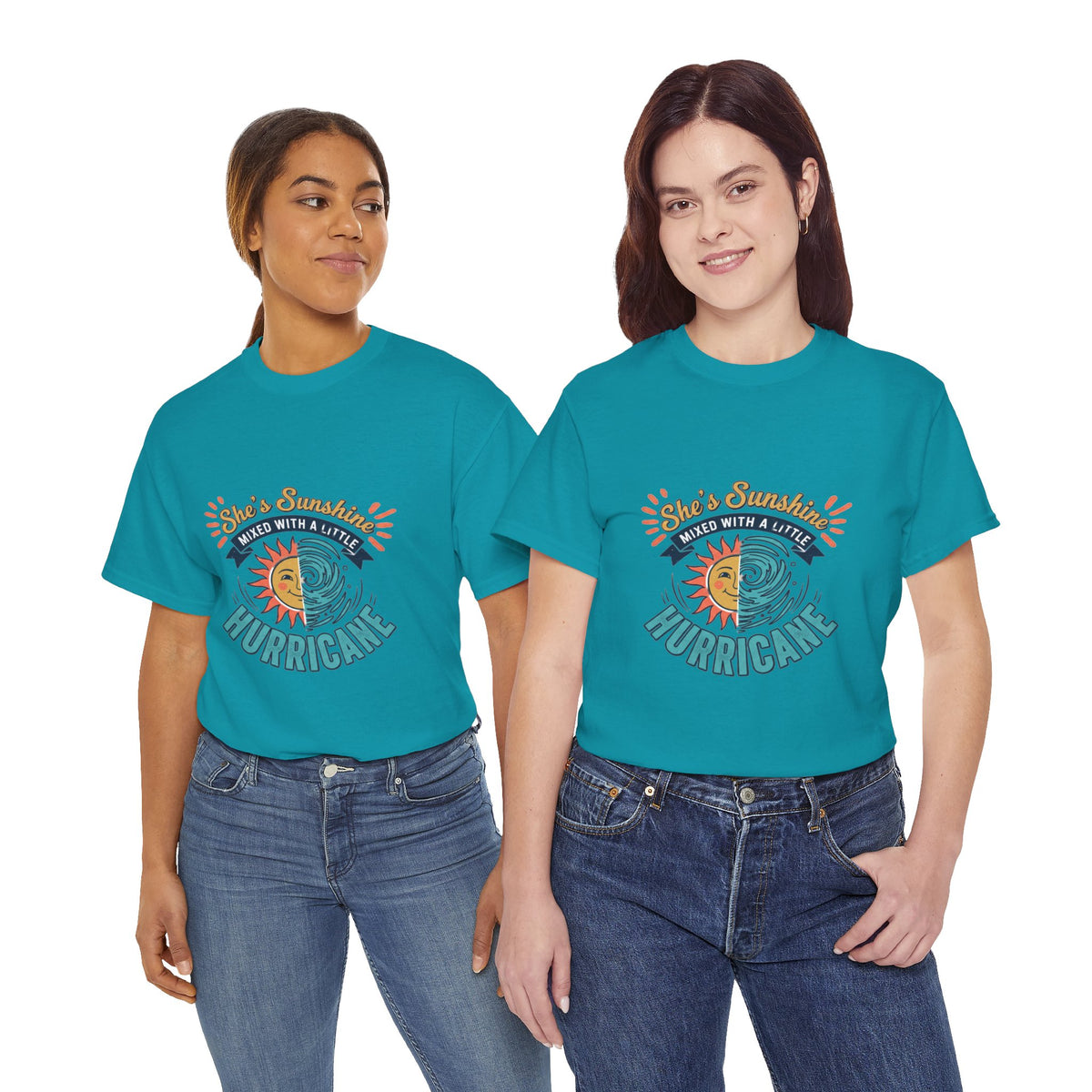 Sun & Sea Hurricane Graphic Tee – Retro Split Sun Wave Design