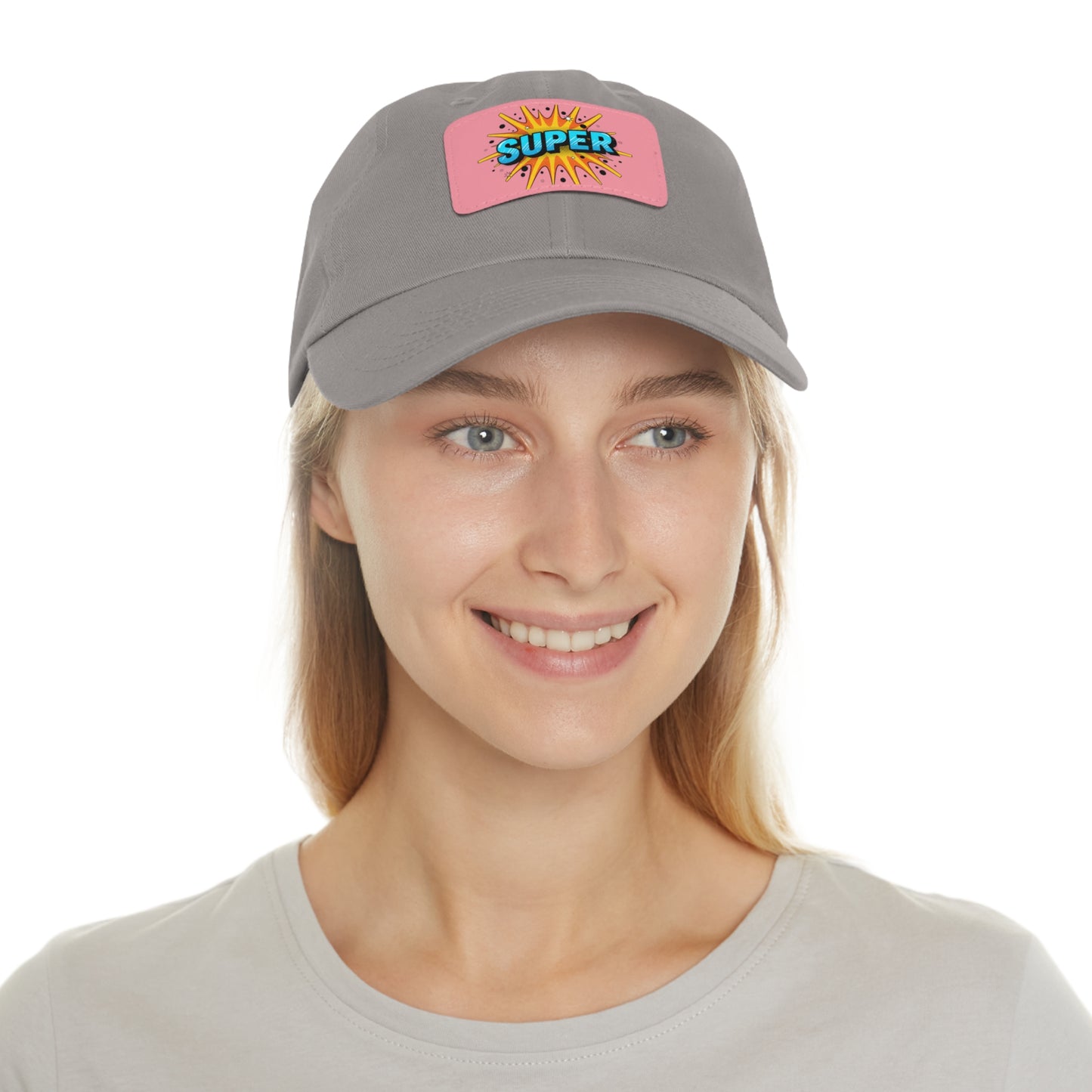 Super Dad Leather Patch Dad Hat — Embroidered 'SUPER' Cap