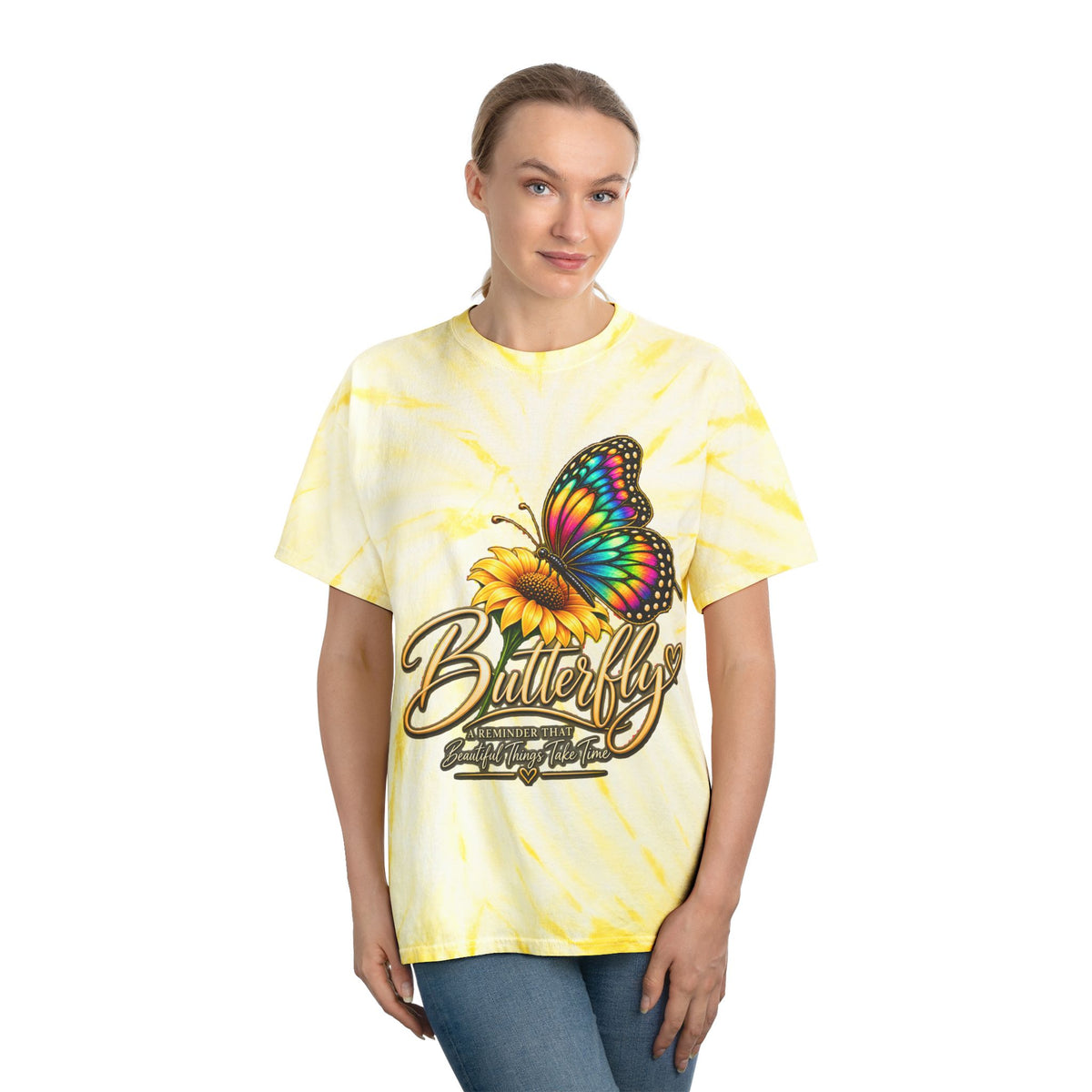 Butterfly Tie-Dye Tee — Yellow Cyclone Graphic T-Shirt