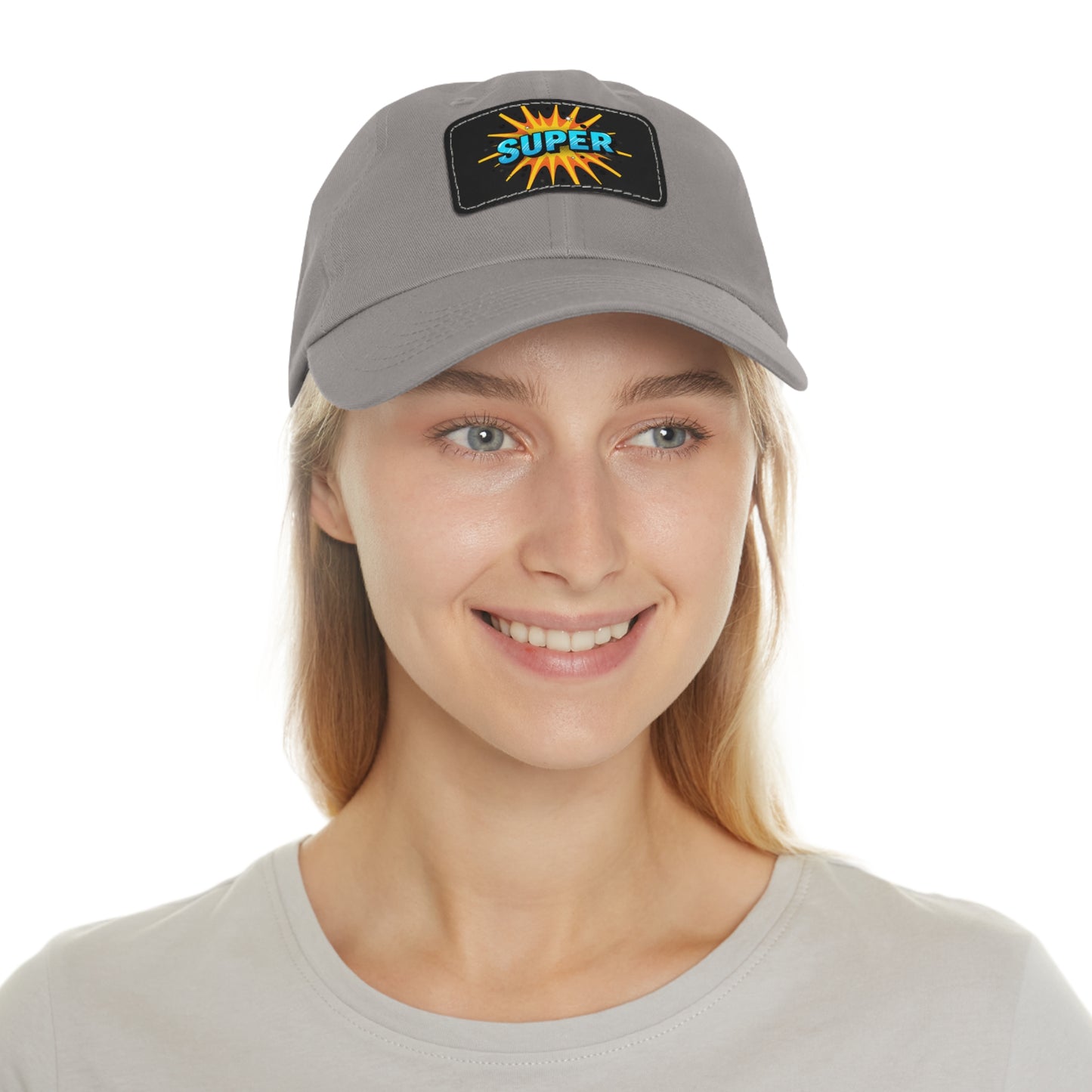 Super Dad Leather Patch Dad Hat — Embroidered 'SUPER' Cap