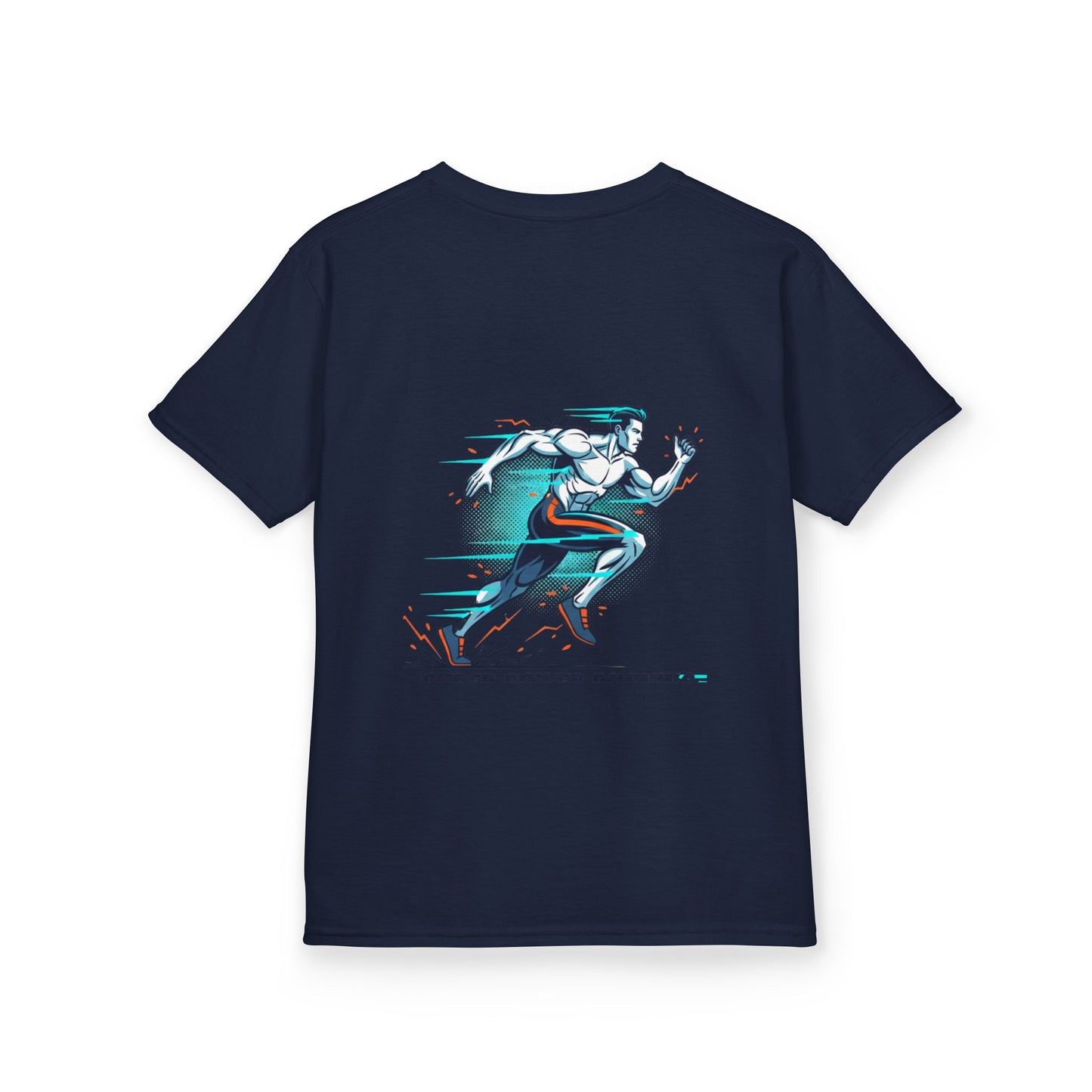 Kids Super Power T-Shirt — Lightning Bolt Badge & Running Superhero Graphic