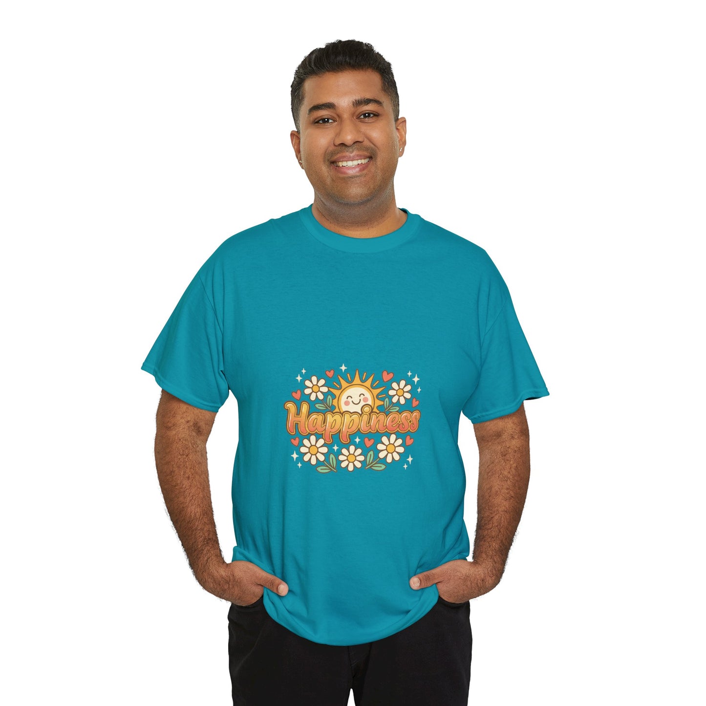 T-Shirt — "Happiness" Retro Sunflower Graphic Tee