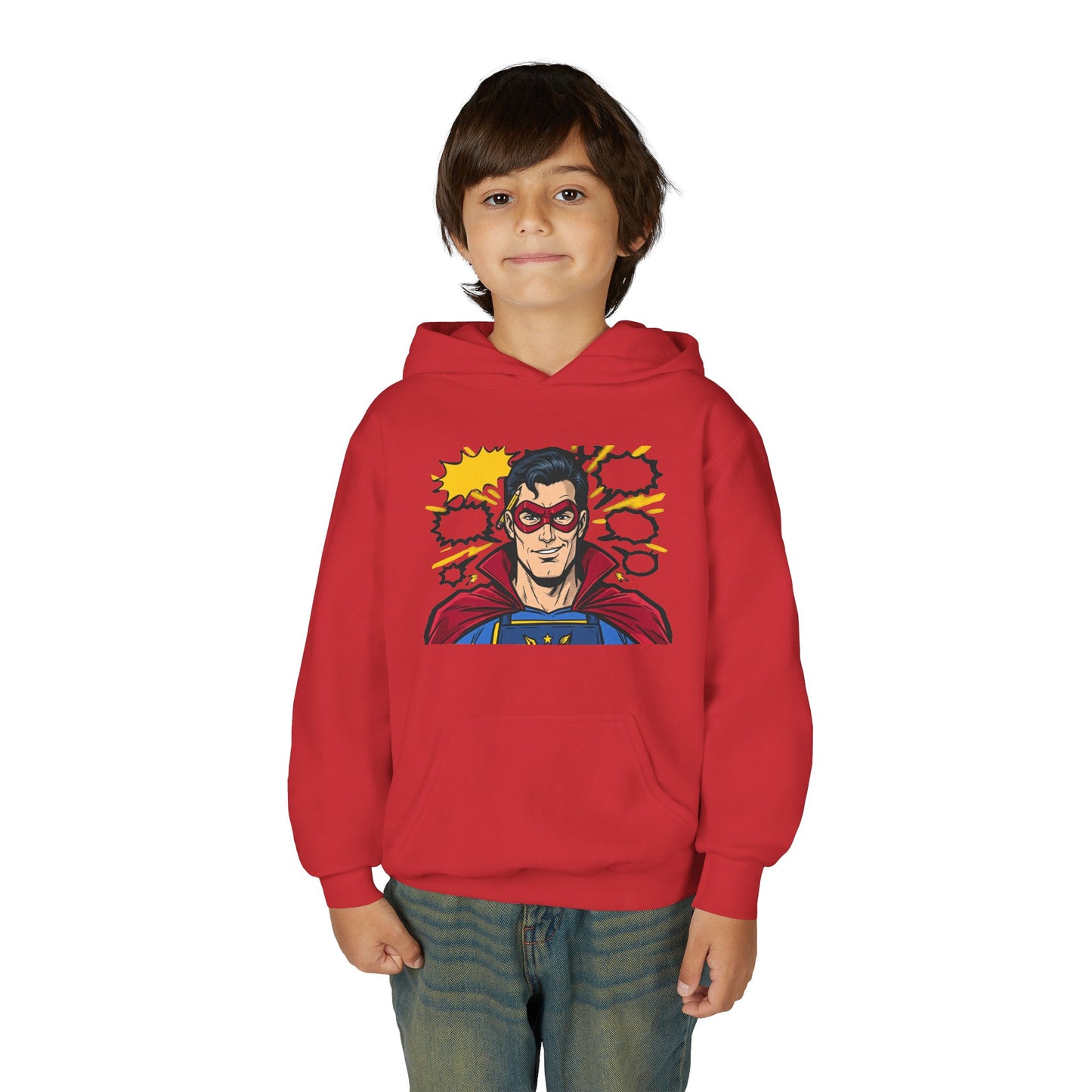 Comic Book Man Youth Hoodie — Graphic Superhero Pullover