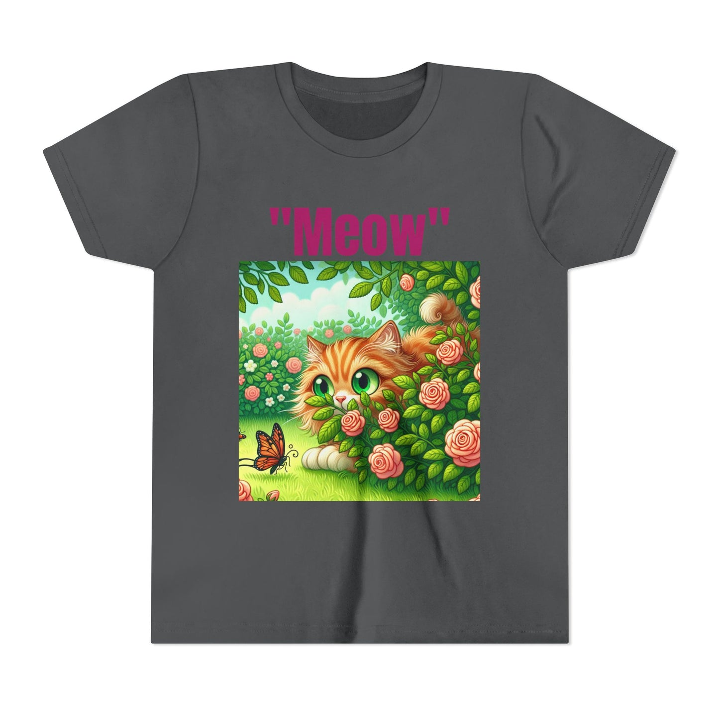 Meow Cat Youth Tee, Cute Kitten Shirt