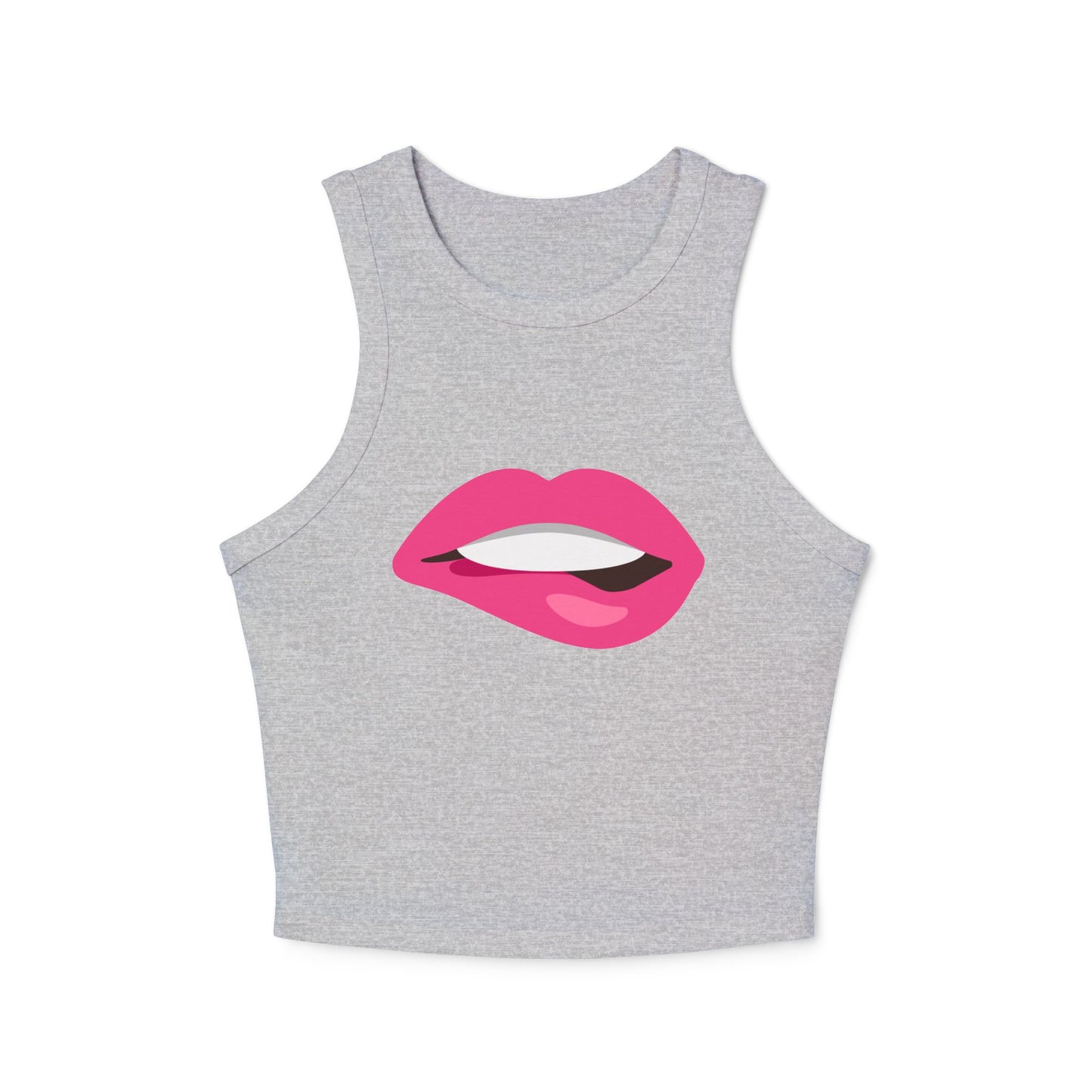 Chic Racer Tank Top with Fun Lip Design