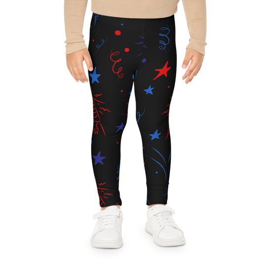 Fun Fireworks Kids Leggings, Colorful Kids Yoga Pants, Holiday Leggings for Children, Summer Celebration Outfit, Cute Children’s Activewear