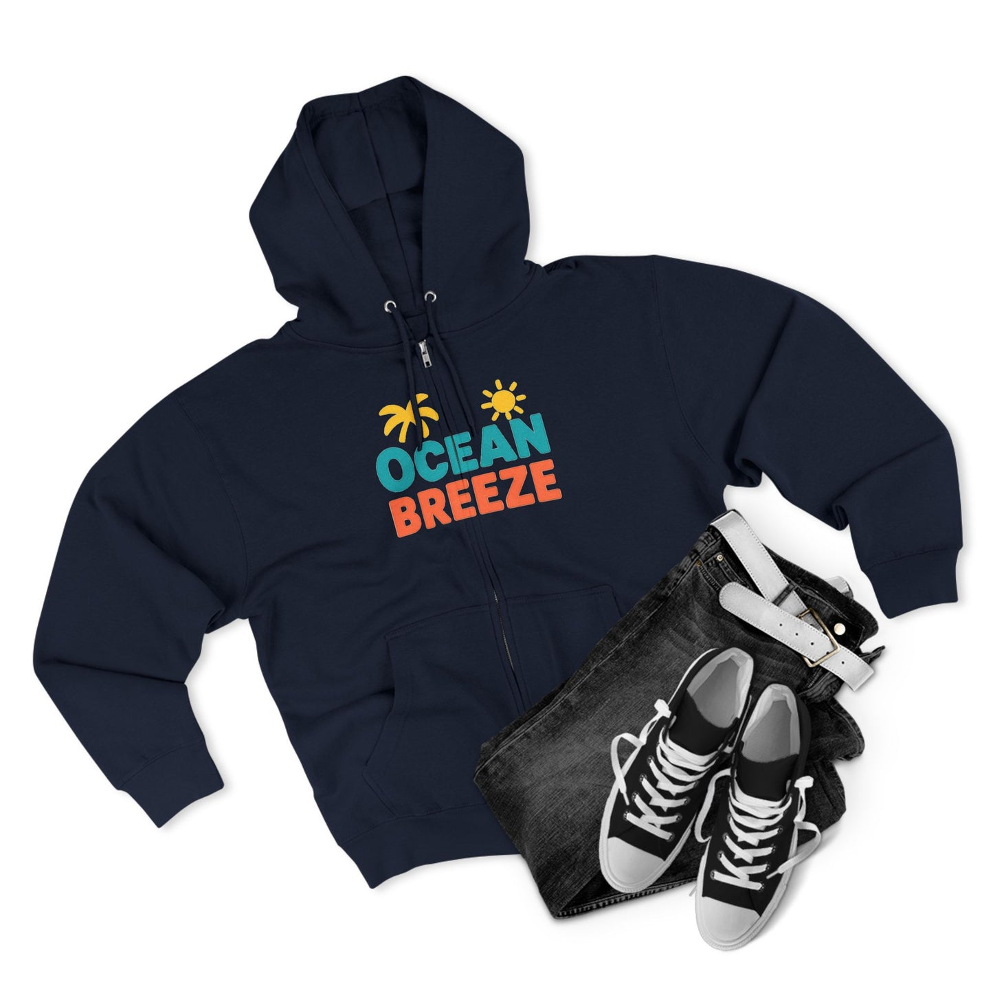 Ocean Breeze Unisex Zip Hoodie, Cozy Lightweight Jacket, Beach Vibes Wear, Summer Evenings Apparel, Ideal Gift for Friends