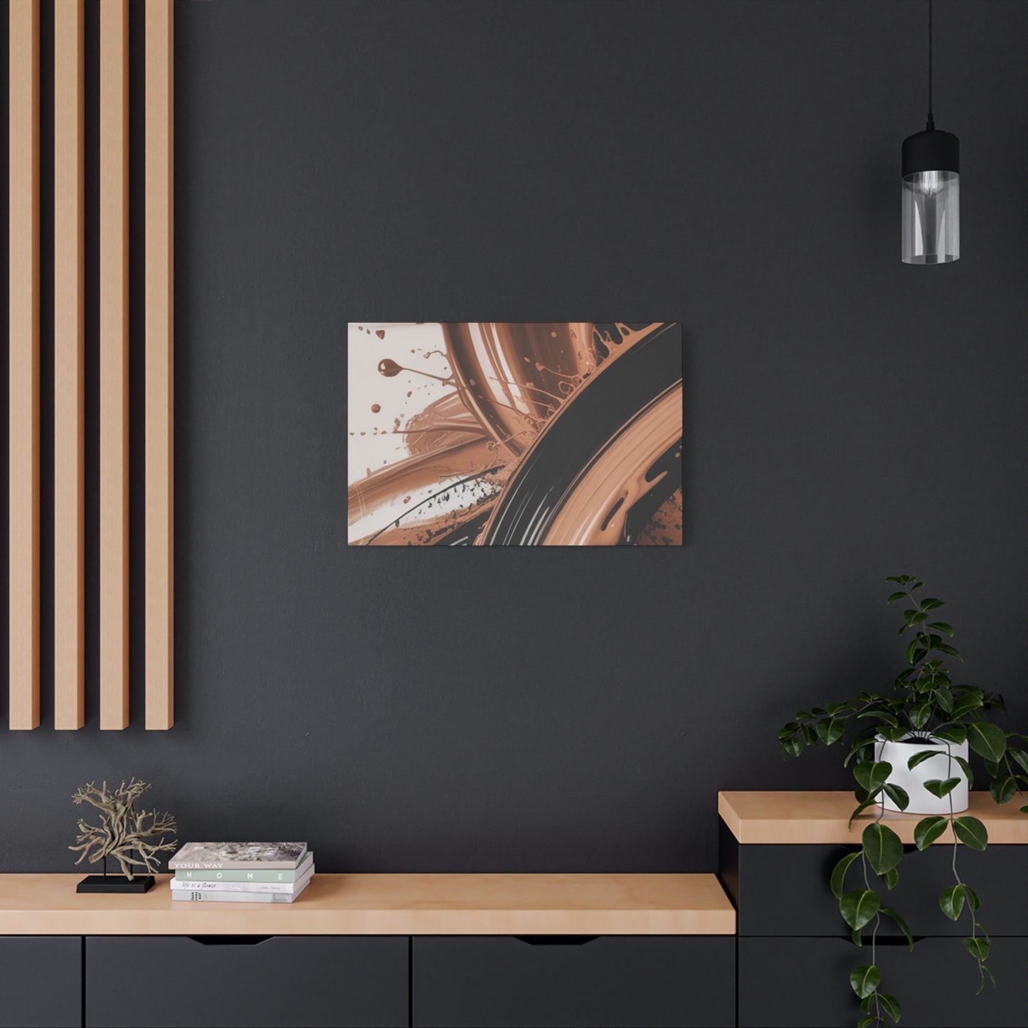 Abstract Brown Swirl Matte Canvas Wall Art (Stretched 1.25")