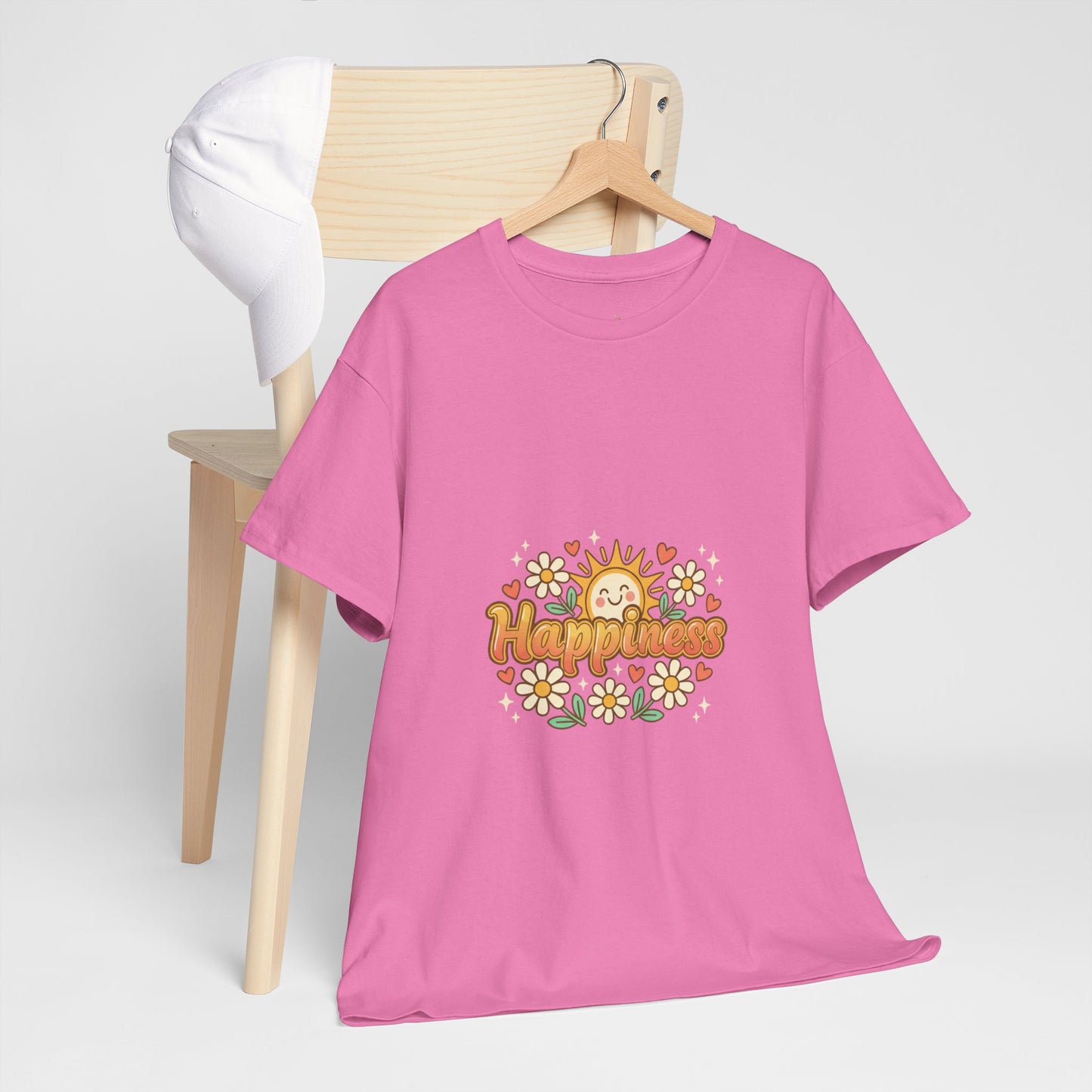 T-Shirt — "Happiness" Retro Sunflower Graphic Tee