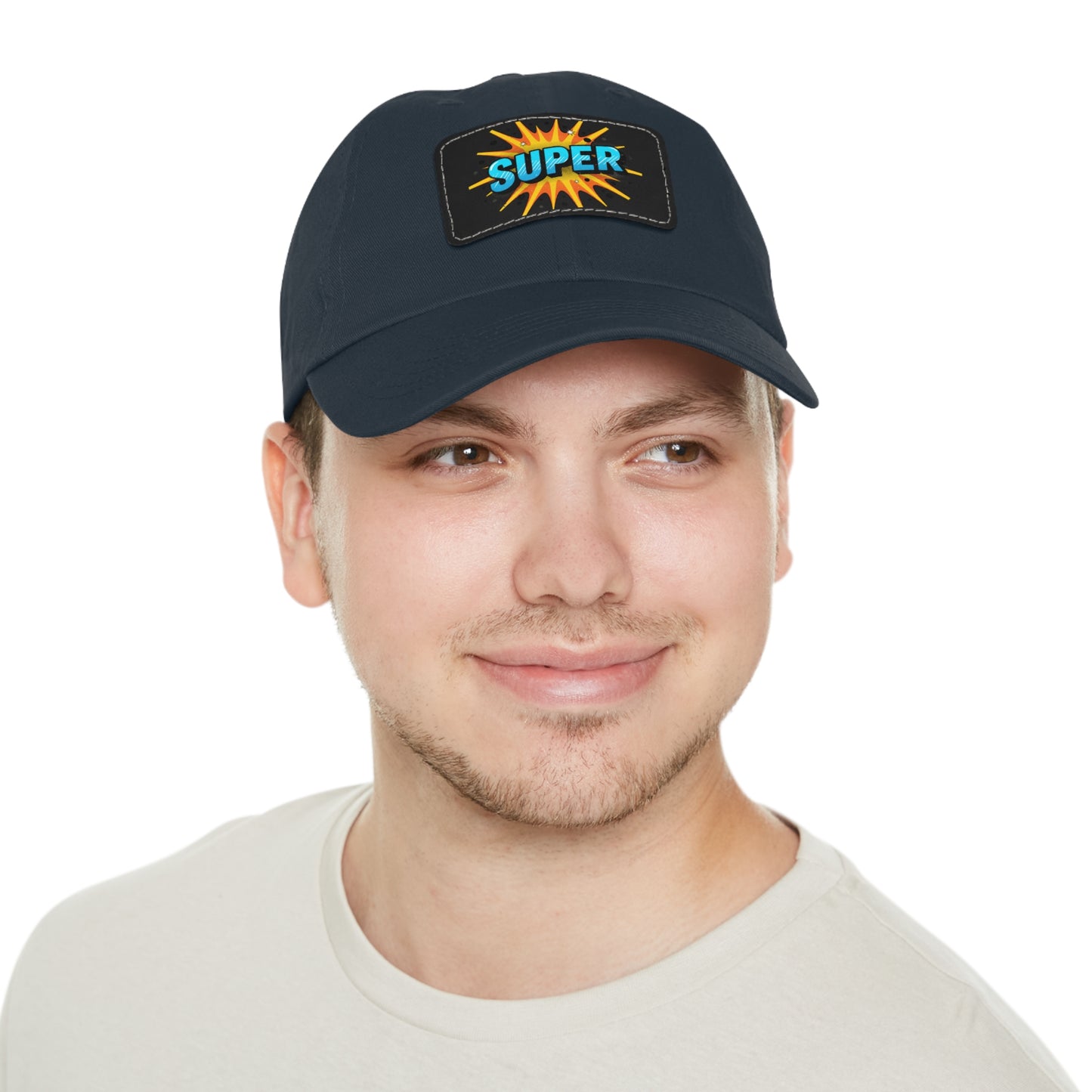 Super Dad Leather Patch Dad Hat — Embroidered 'SUPER' Cap