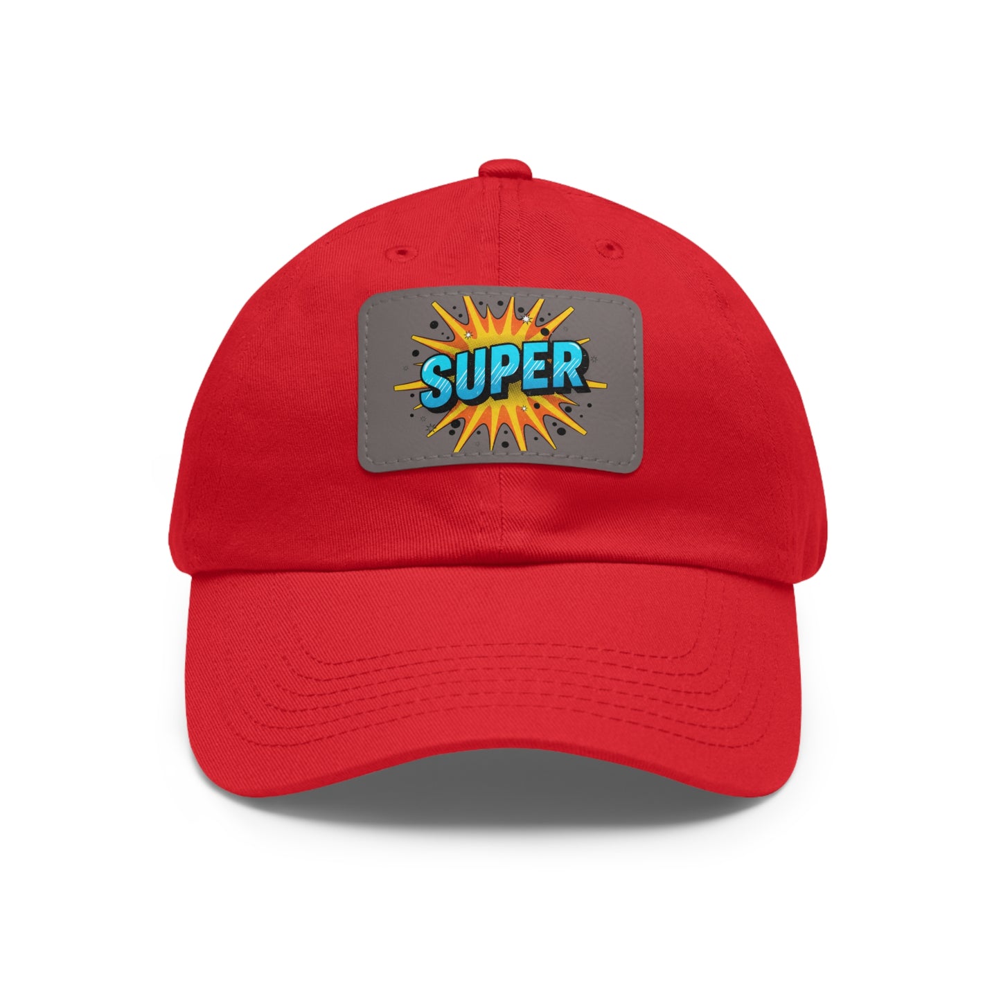 Super Dad Leather Patch Dad Hat — Embroidered 'SUPER' Cap