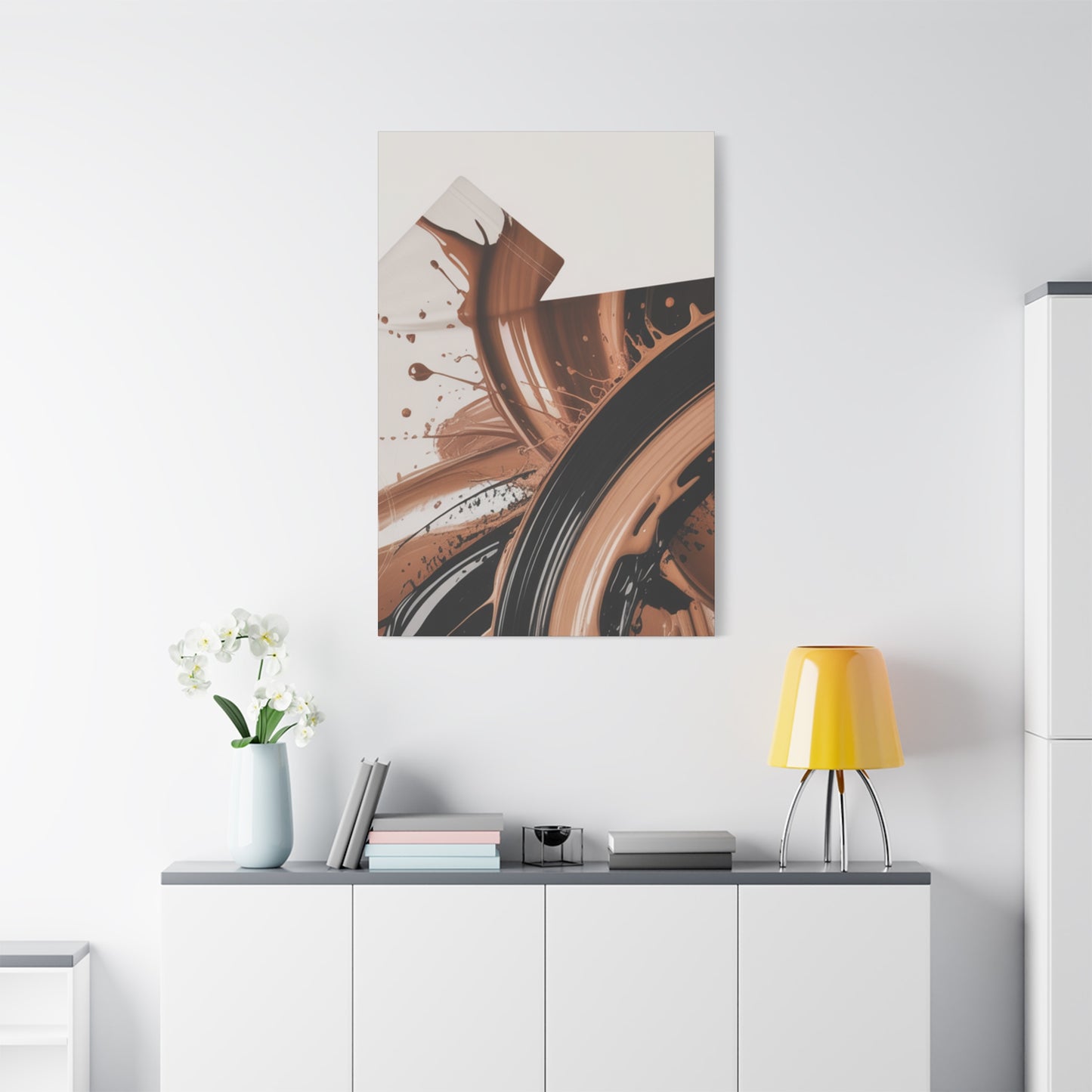 Abstract Brown Swirl Matte Canvas Wall Art (Stretched 1.25")