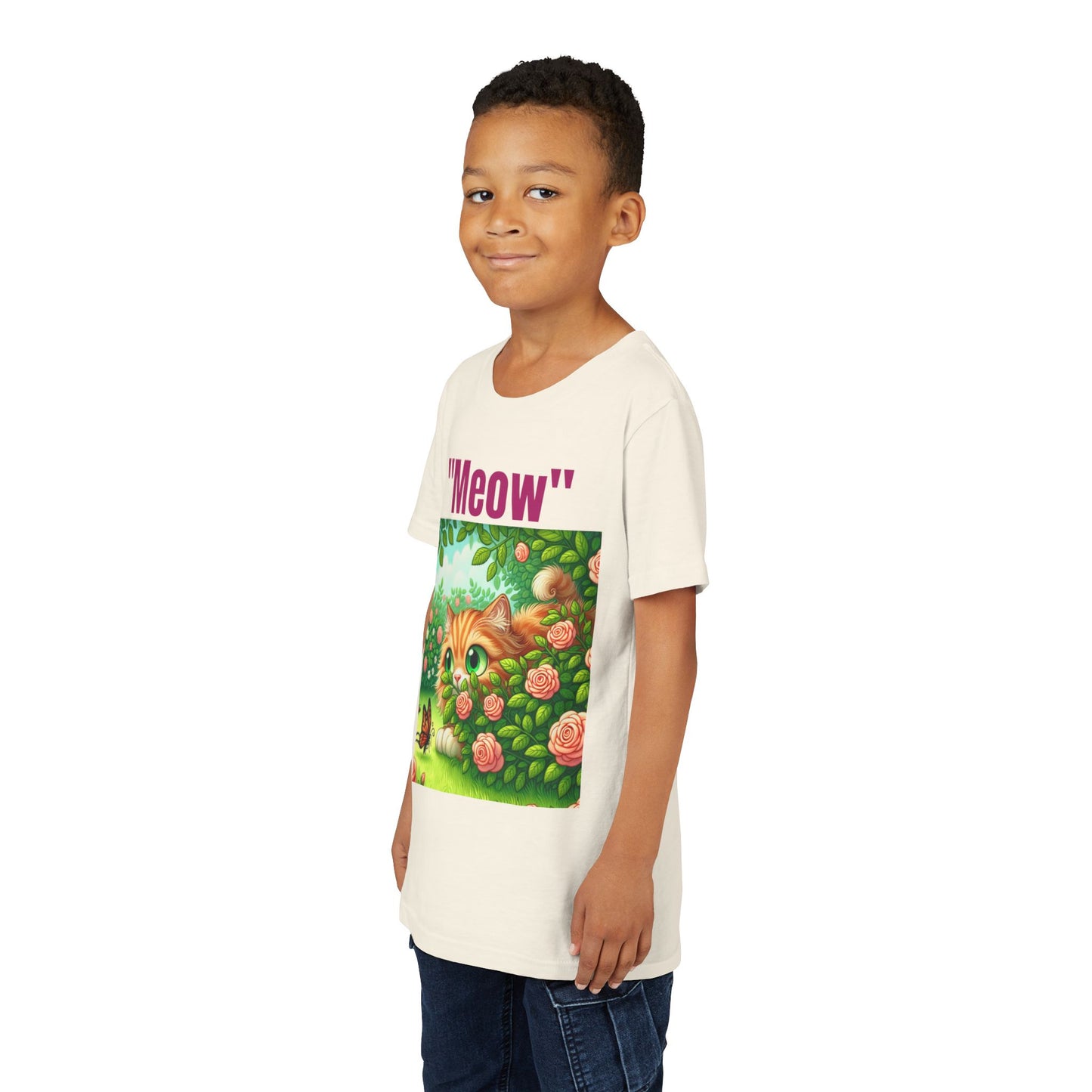 Meow Cat Youth Tee, Cute Kitten Shirt
