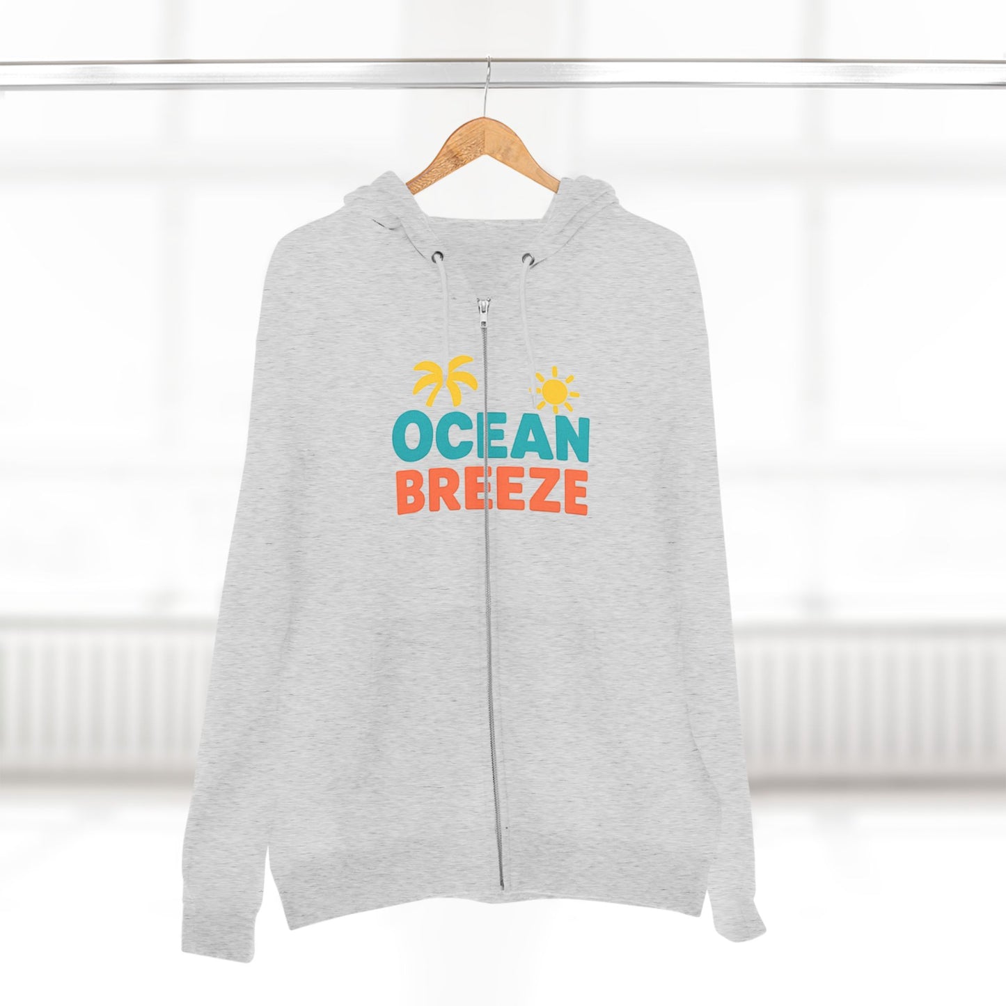 Ocean Breeze Unisex Zip Hoodie, Cozy Lightweight Jacket, Beach Vibes Wear, Summer Evenings Apparel, Ideal Gift for Friends