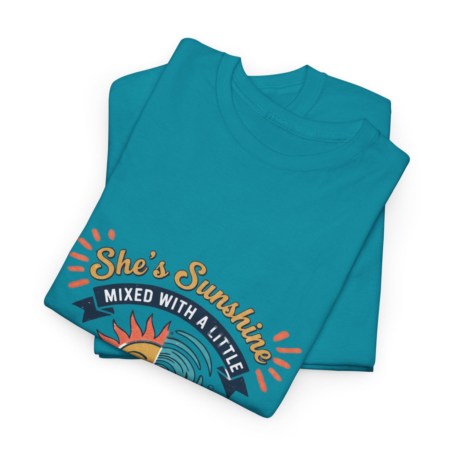 Sun & Sea Hurricane Graphic Tee – Retro Split Sun Wave Design