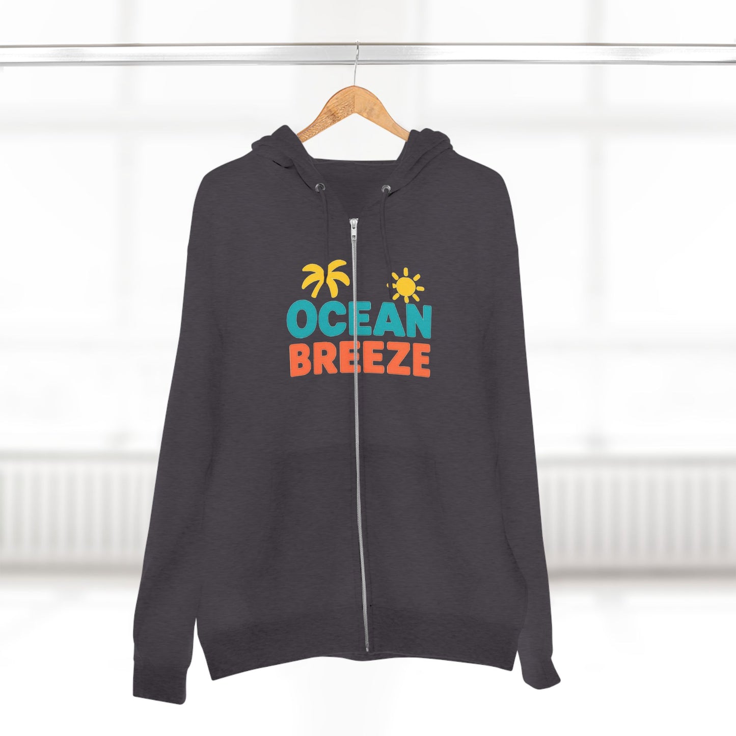 Ocean Breeze Unisex Zip Hoodie, Cozy Lightweight Jacket, Beach Vibes Wear, Summer Evenings Apparel, Ideal Gift for Friends