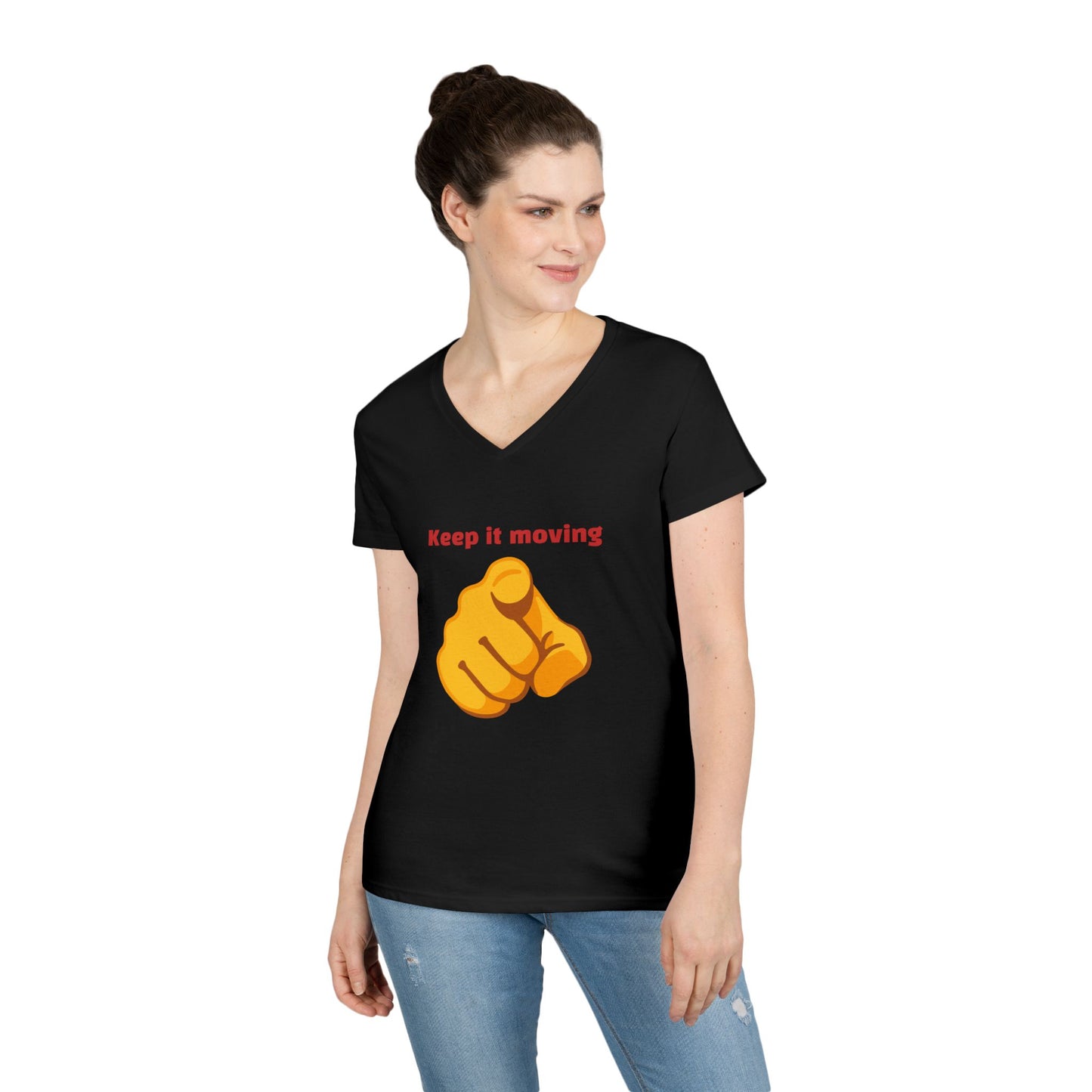 Motivational Ladies' V-Neck T-Shirt - Keep it Moving, Fitspiration Tee, Workout Shirt, Casual Wear, Gift for Fitness Enthusiasts