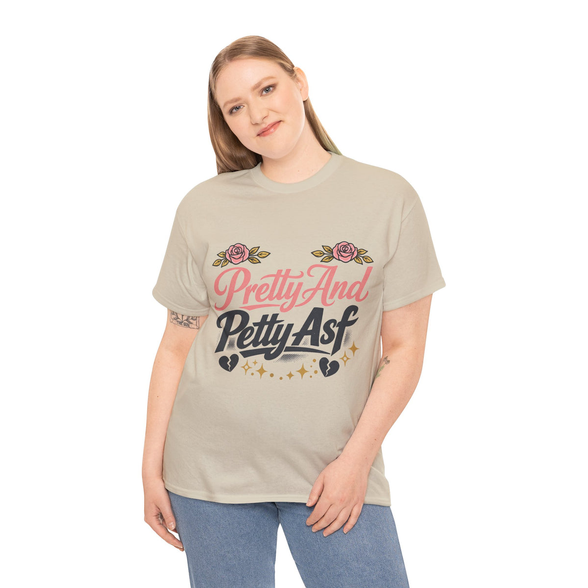 Pretty And Petty Asf Tee — Floral Retro Slogan T‑Shirt