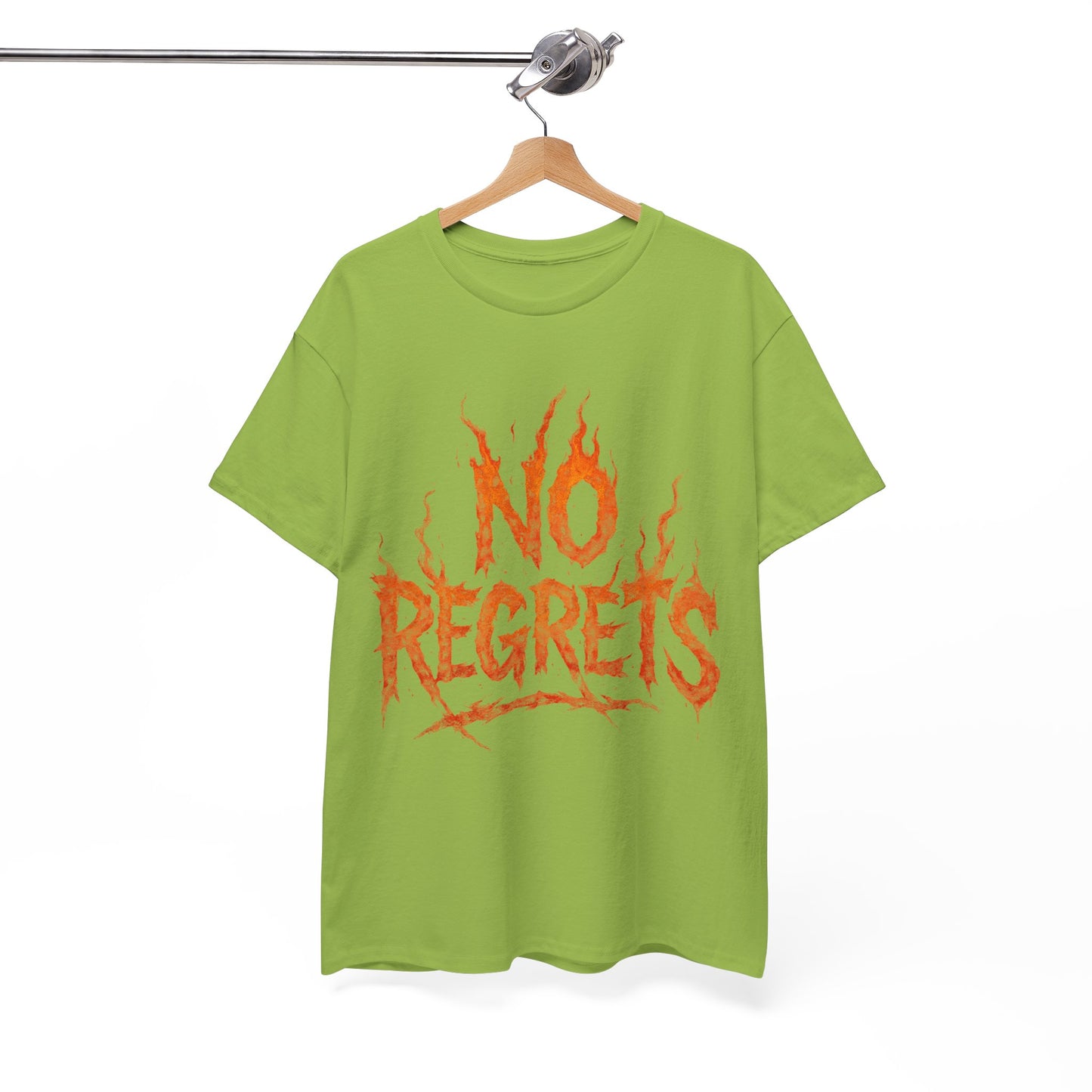 Graphic Tee — 'No Regrets' / 'Proof of Survival' Flame Text Shirt