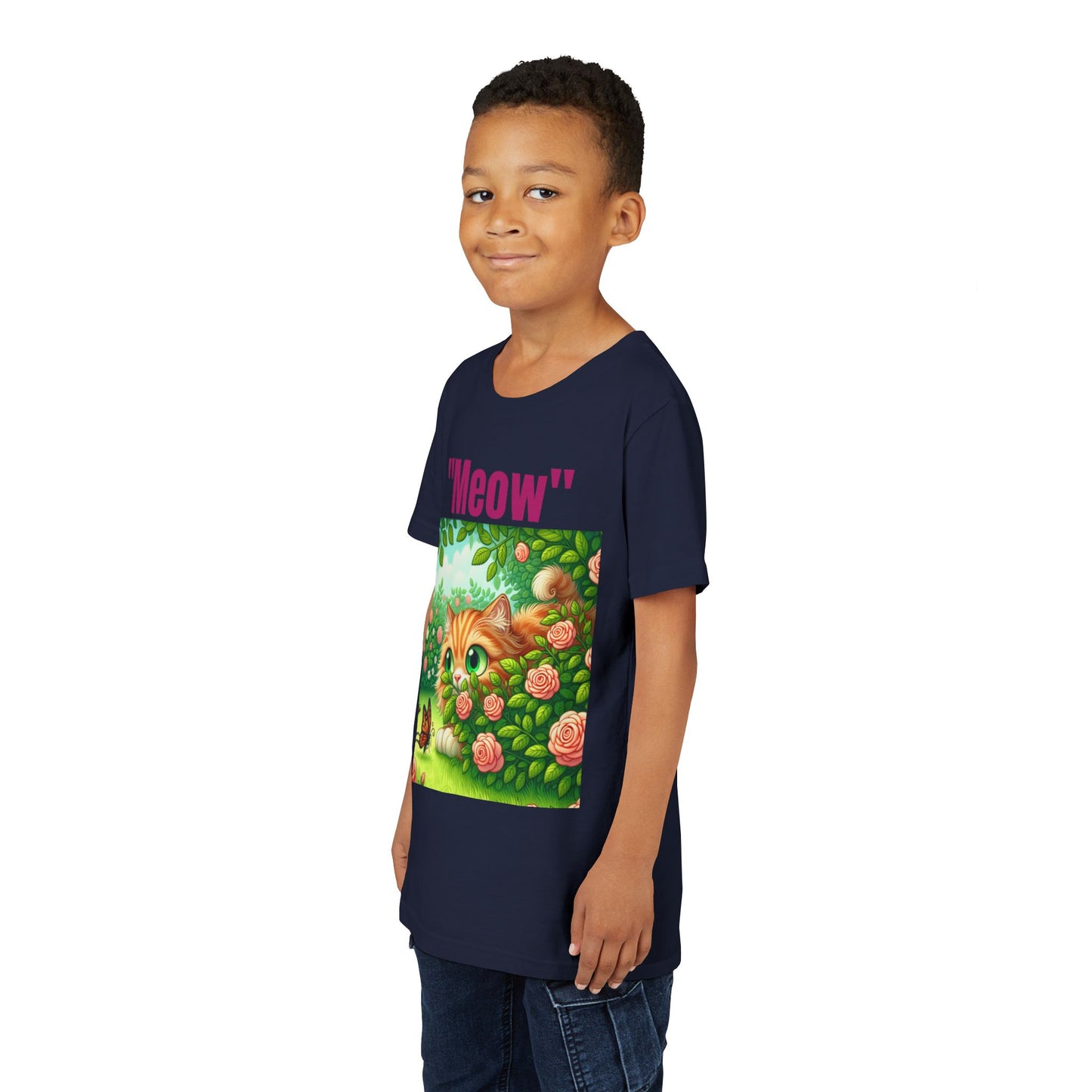 Meow Cat Youth Tee, Cute Kitten Shirt