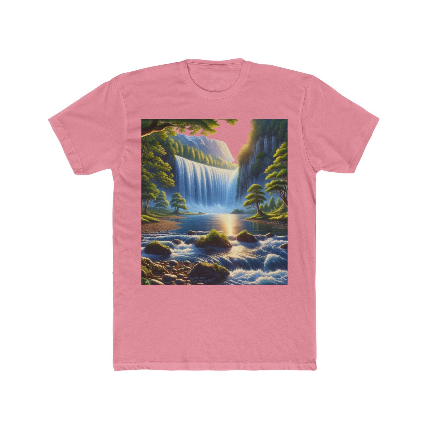 Serene Nature Landscape Tee, Eco-friendly Cotton Tee