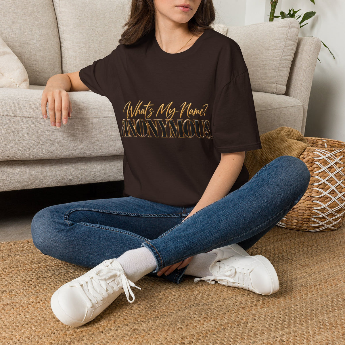 What's My Name? ANONYMOUS. T‑Shirt — Bold Script Graphic Tee