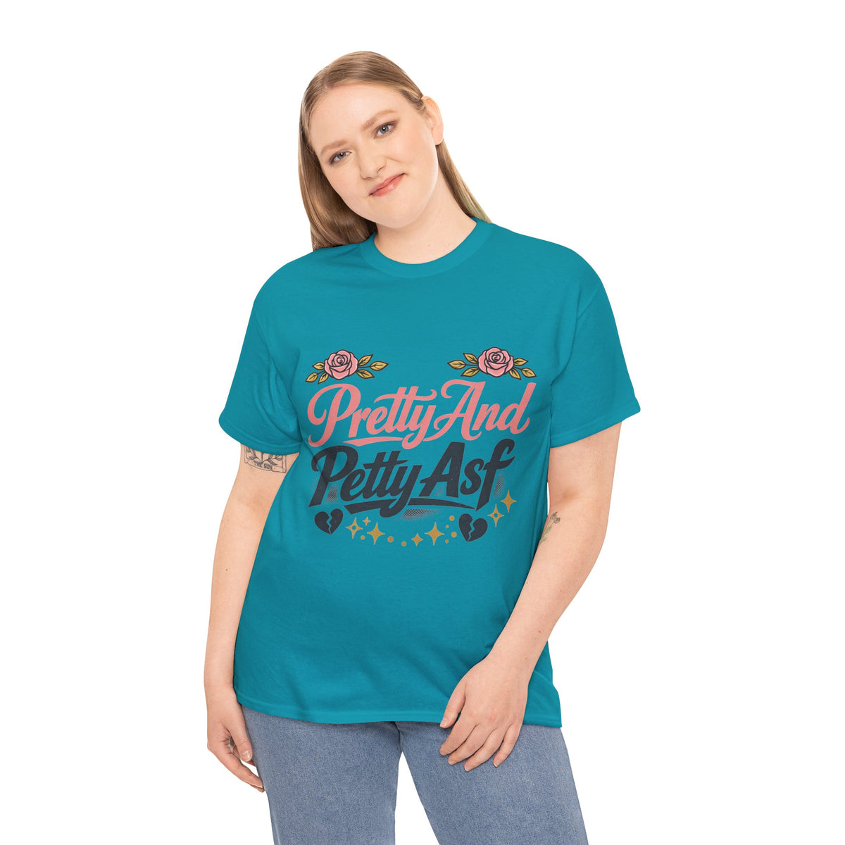 Pretty And Petty Asf Tee — Floral Retro Slogan T‑Shirt