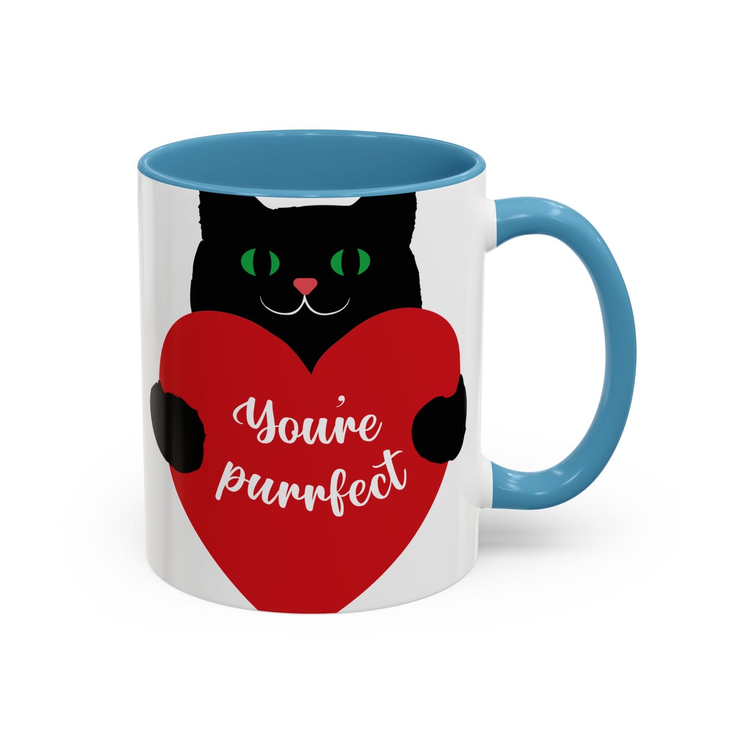Purrfect Cat Heart Accent Coffee Mug – "You're Purrfect" 11/15oz
