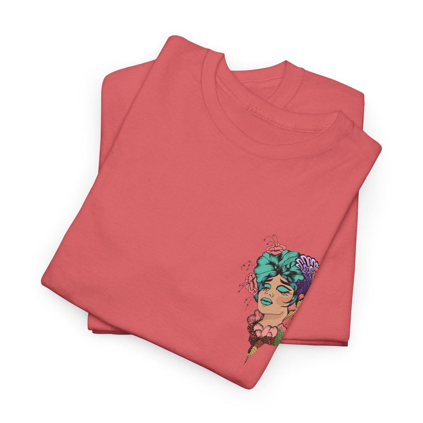 Floral Profile Art Tee — Artistic Woman Portrait Graphic T-Shirt