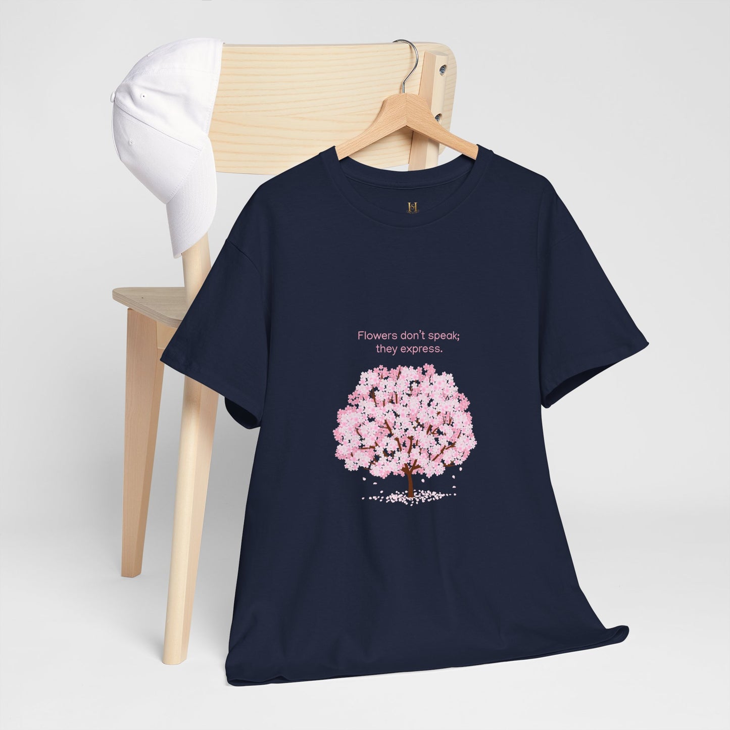 Cherry Blossom Tree T-Shirt — "Flowers don't speak, they express