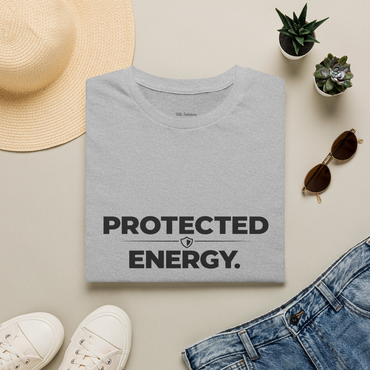 Protected Energy T‑Shirt — Minimalist Spiritual Graphic Tee
