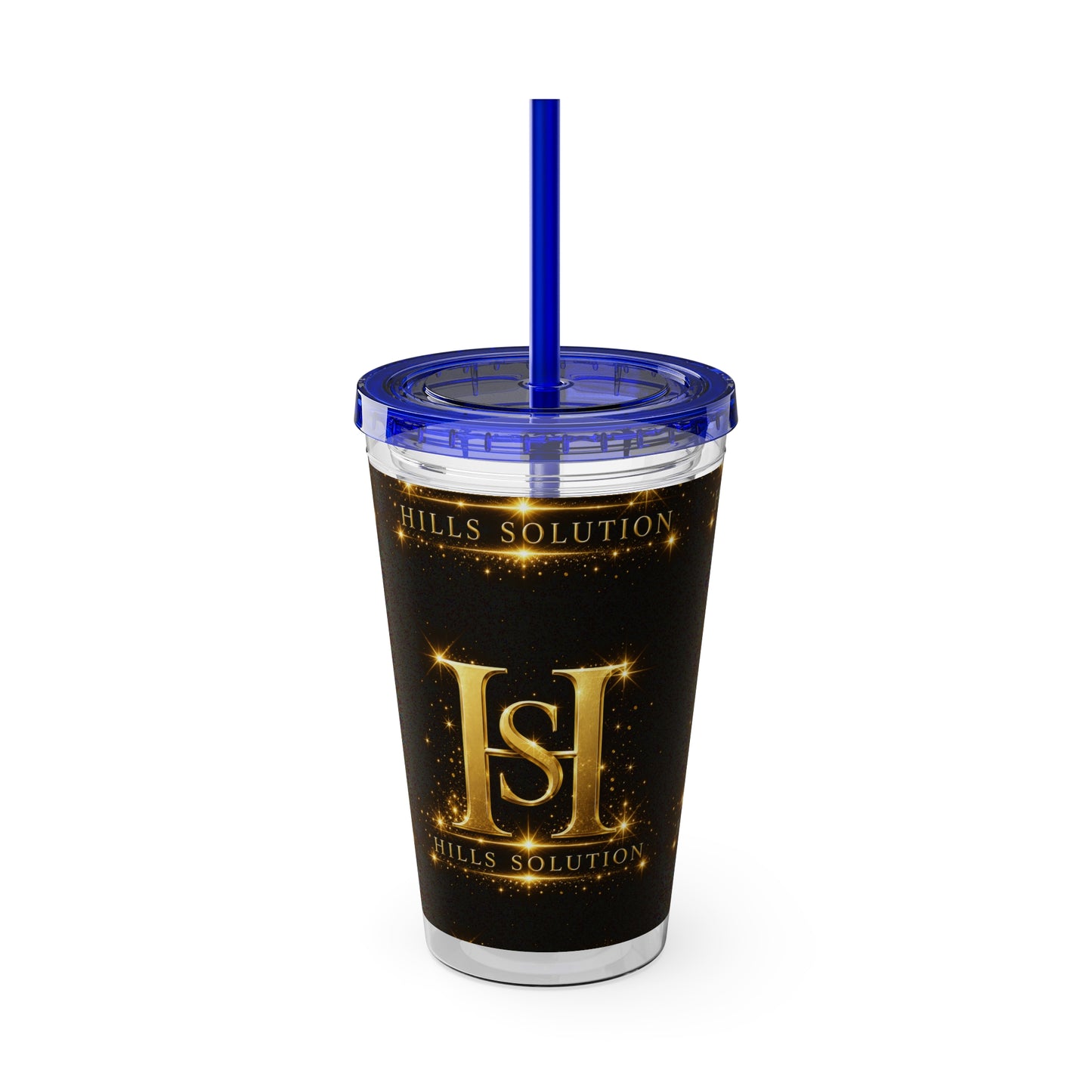 16oz Sunsplash Straw Tumbler — Gold 'HS' Logo Insulated Cup
