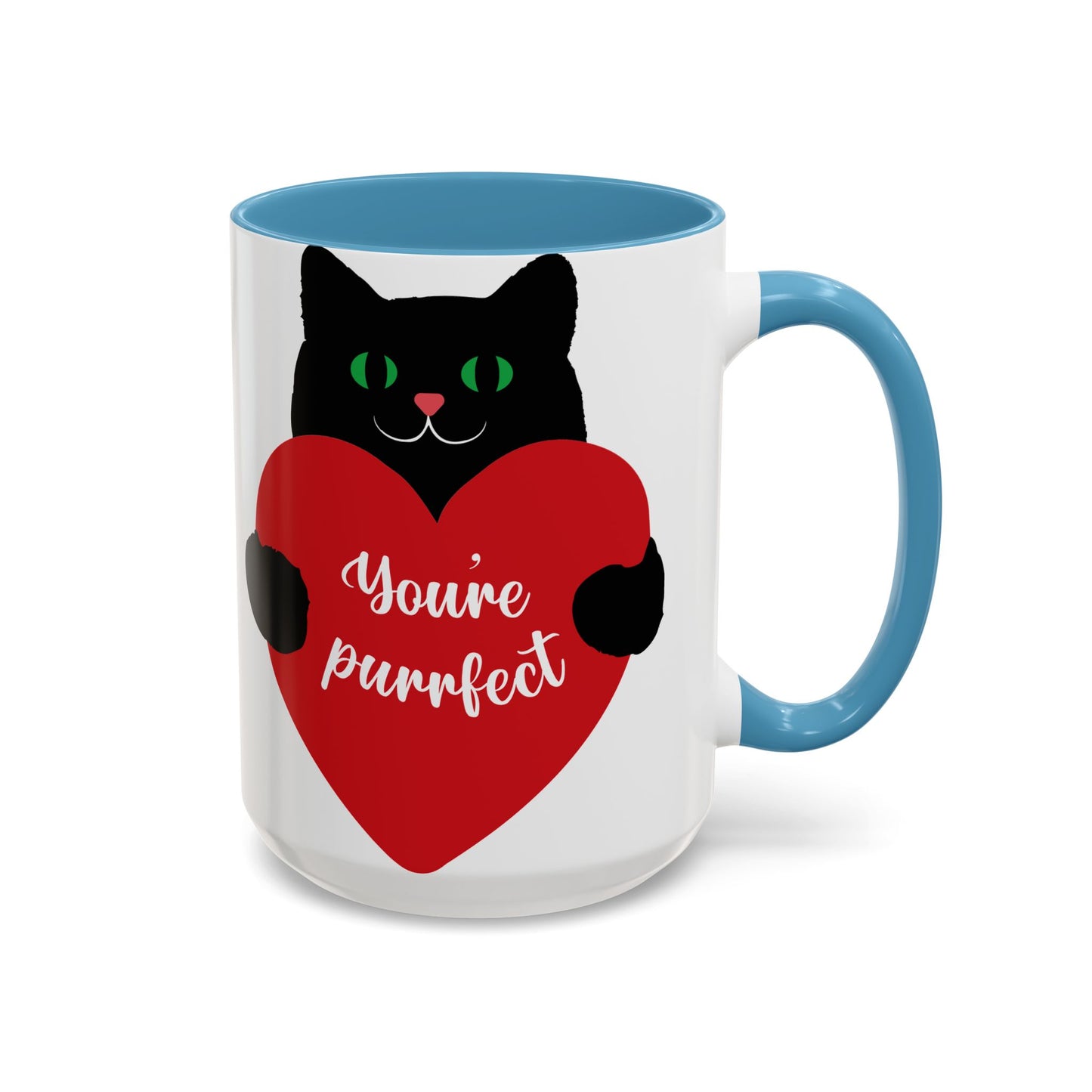 Purrfect Cat Heart Accent Coffee Mug – "You're Purrfect" 11/15oz