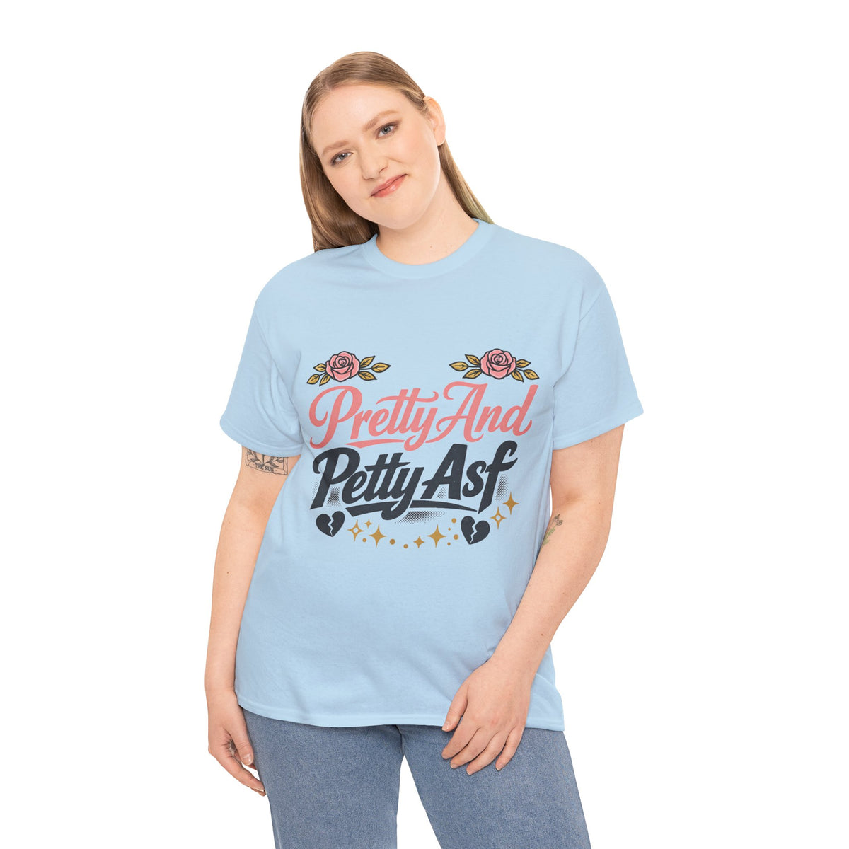 Pretty And Petty Asf Tee — Floral Retro Slogan T‑Shirt