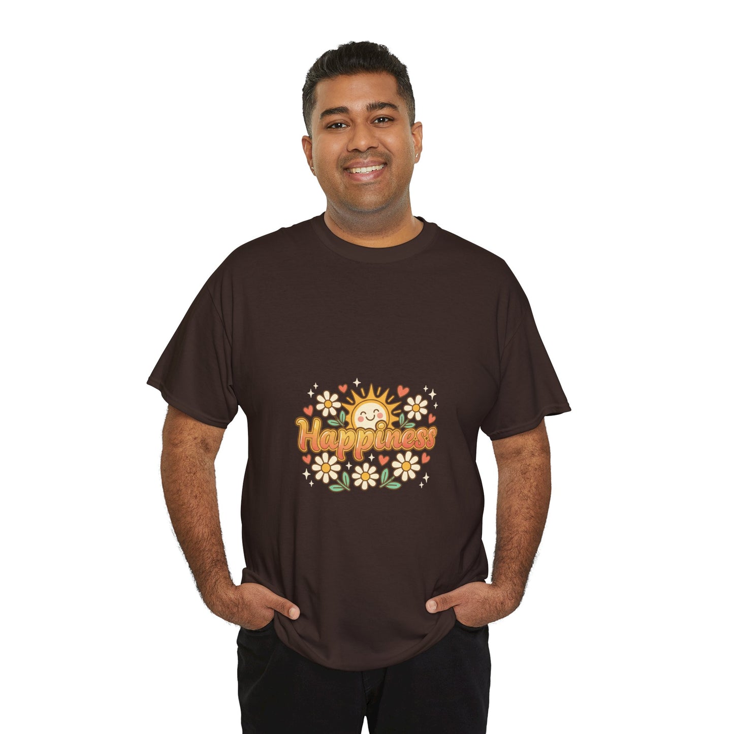 T-Shirt — "Happiness" Retro Sunflower Graphic Tee