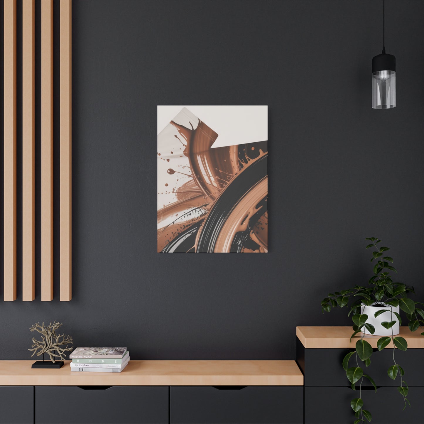 Abstract Brown Swirl Matte Canvas Wall Art (Stretched 1.25")