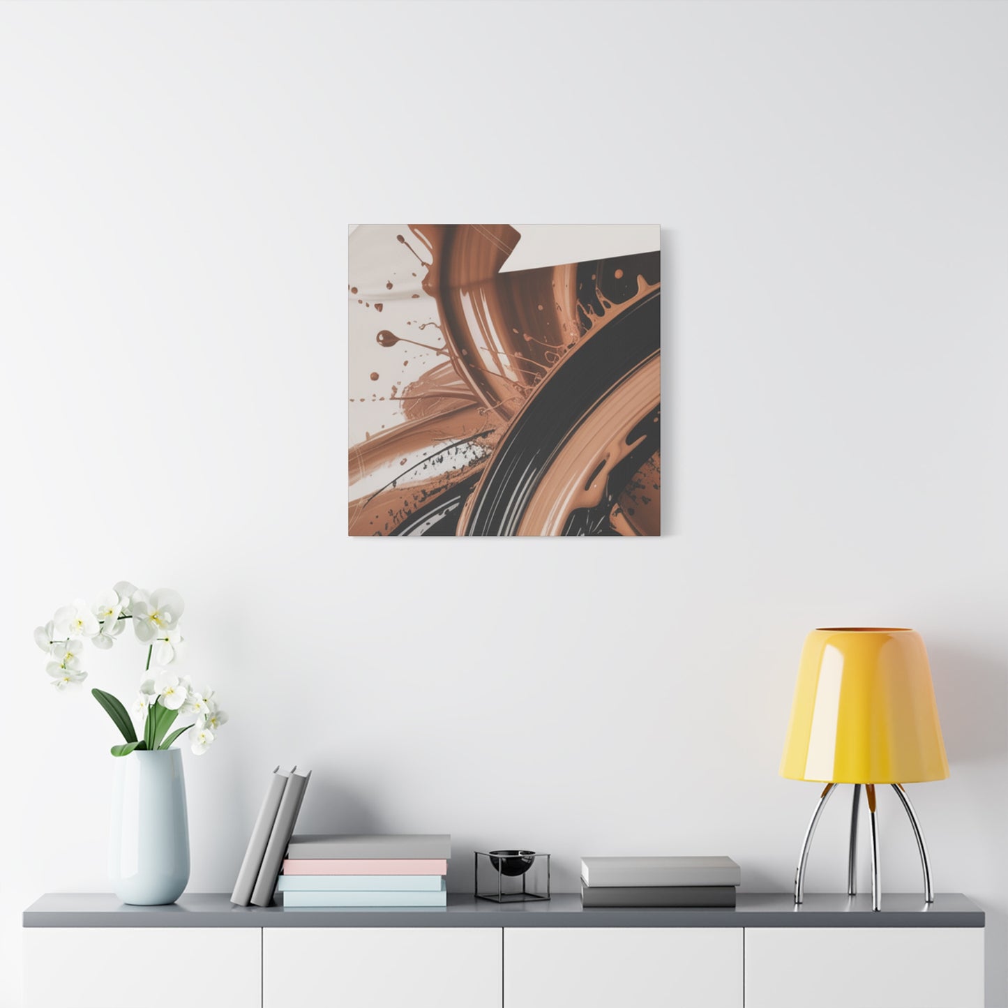 Abstract Brown Swirl Matte Canvas Wall Art (Stretched 1.25")
